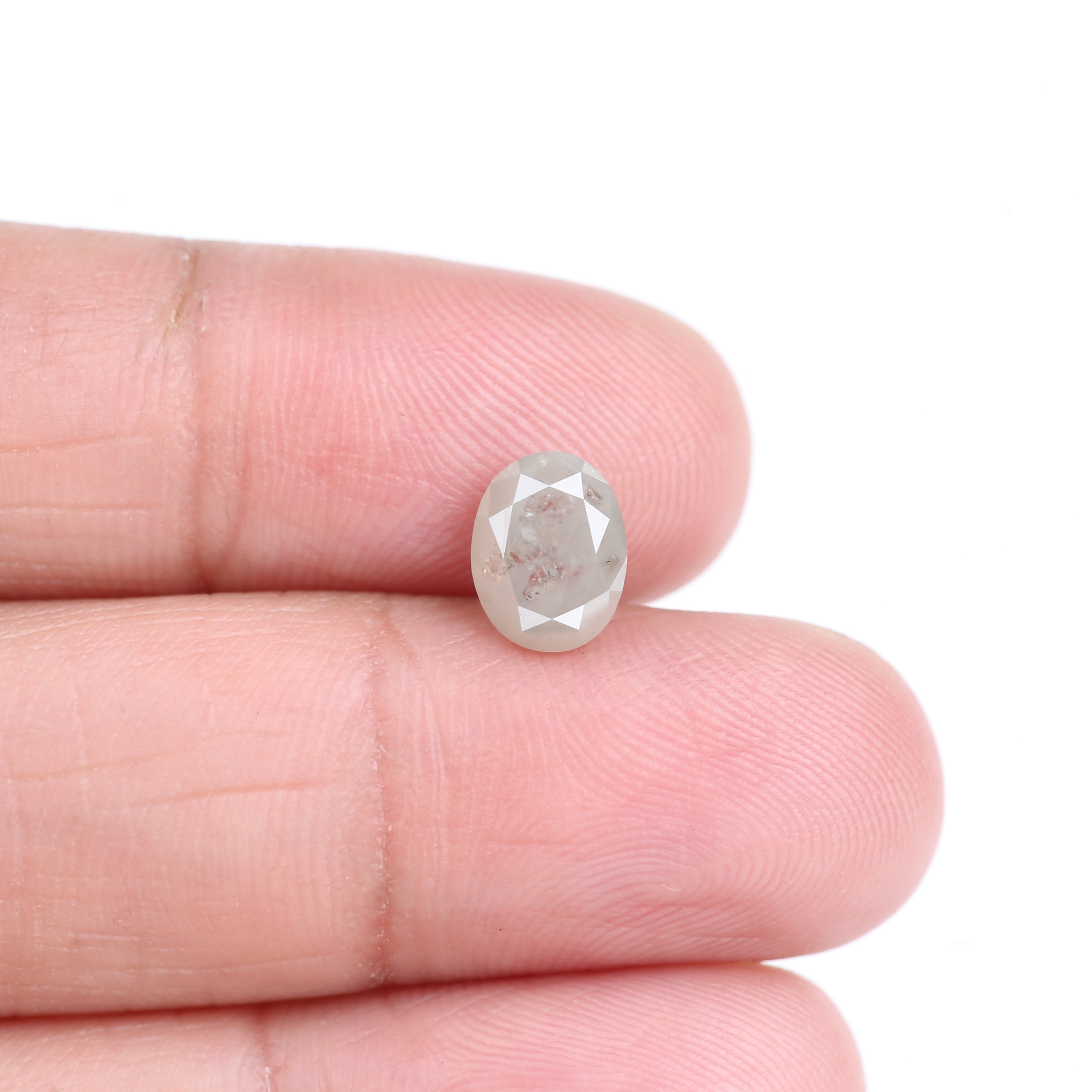 1.66 Carat Natural Light Gray Oval Cut Salt And Pepper Diamond 7.99 MM