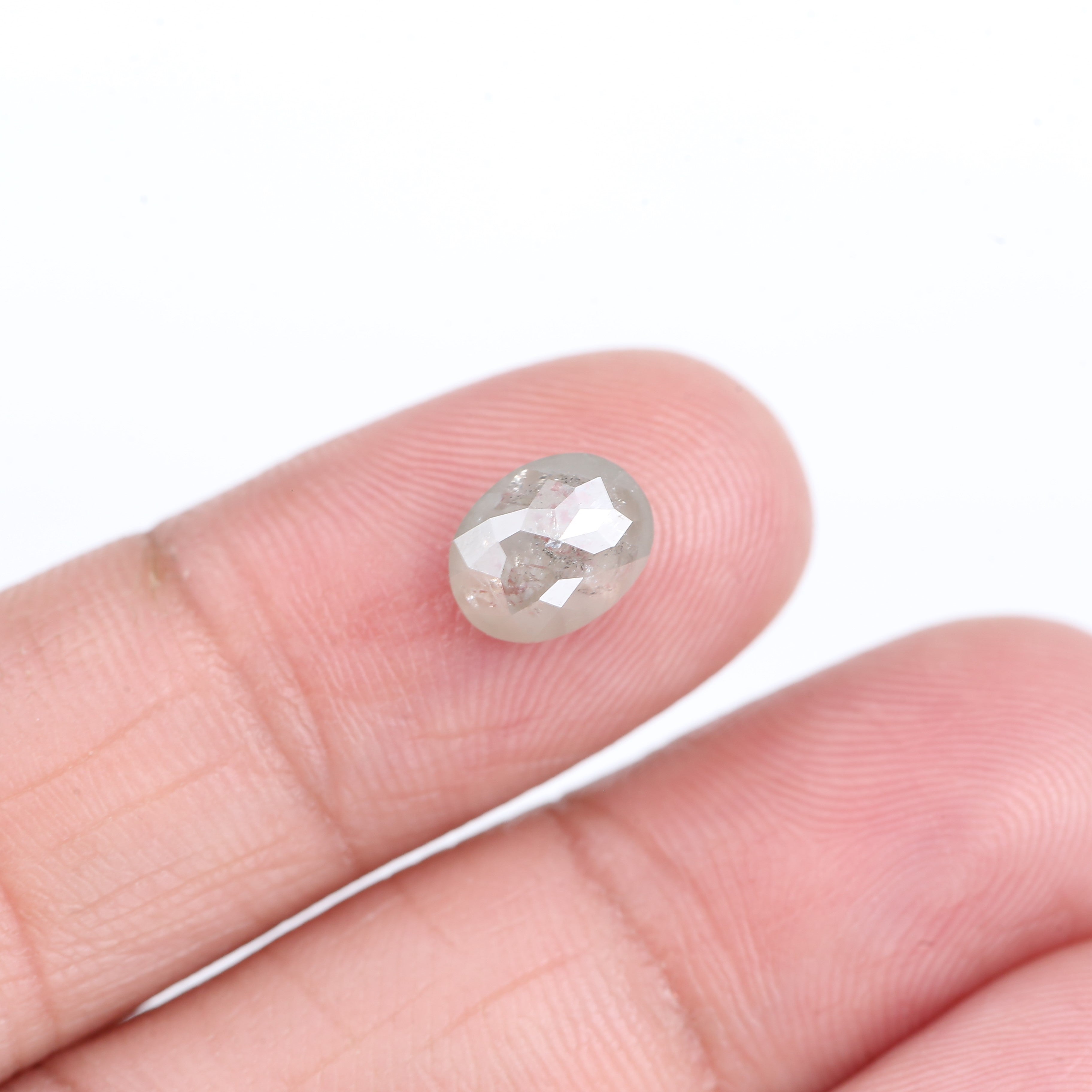 1.66 Carat Natural Light Gray Oval Cut Salt And Pepper Diamond 7.99 MM