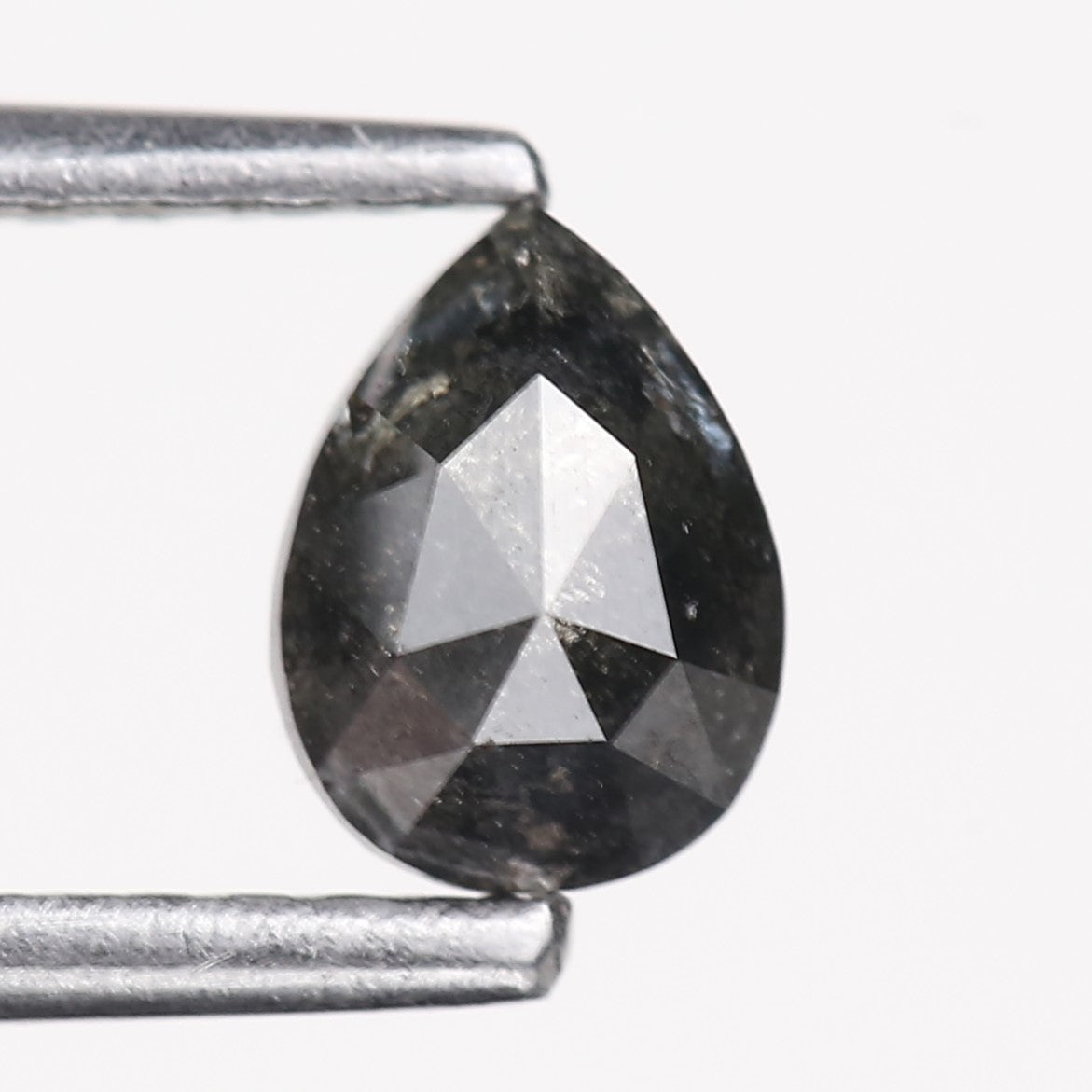 0.61 Carat Natural Black Pear Cut Salt And Pepper Diamond 5.72 MM