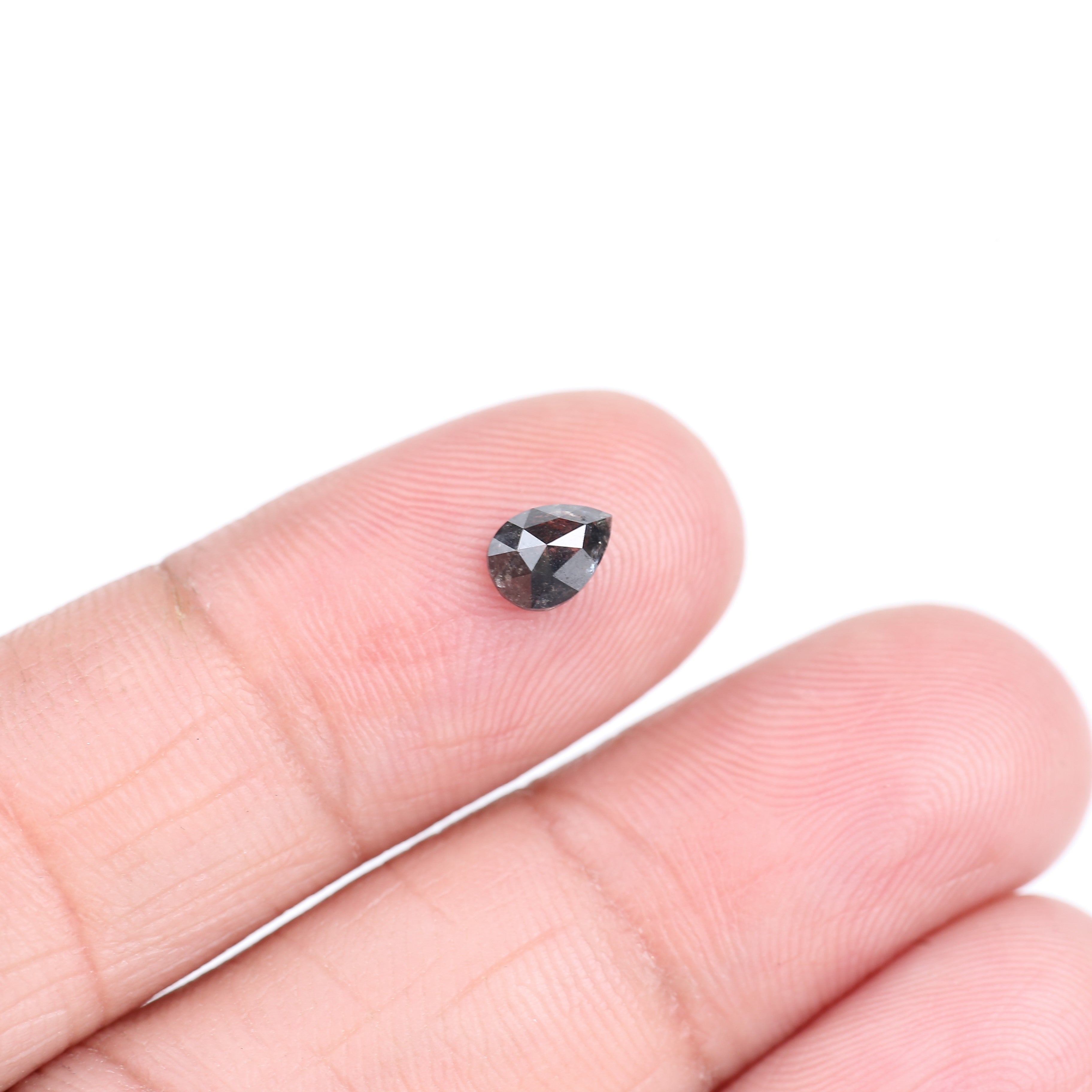 0.61 Carat Natural Black Pear Cut Salt And Pepper Diamond 5.72 MM