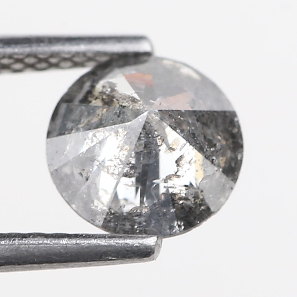 0.94 Carat Natural Gray Salt and Pepper Round Unique Diamonds 6.60 MM