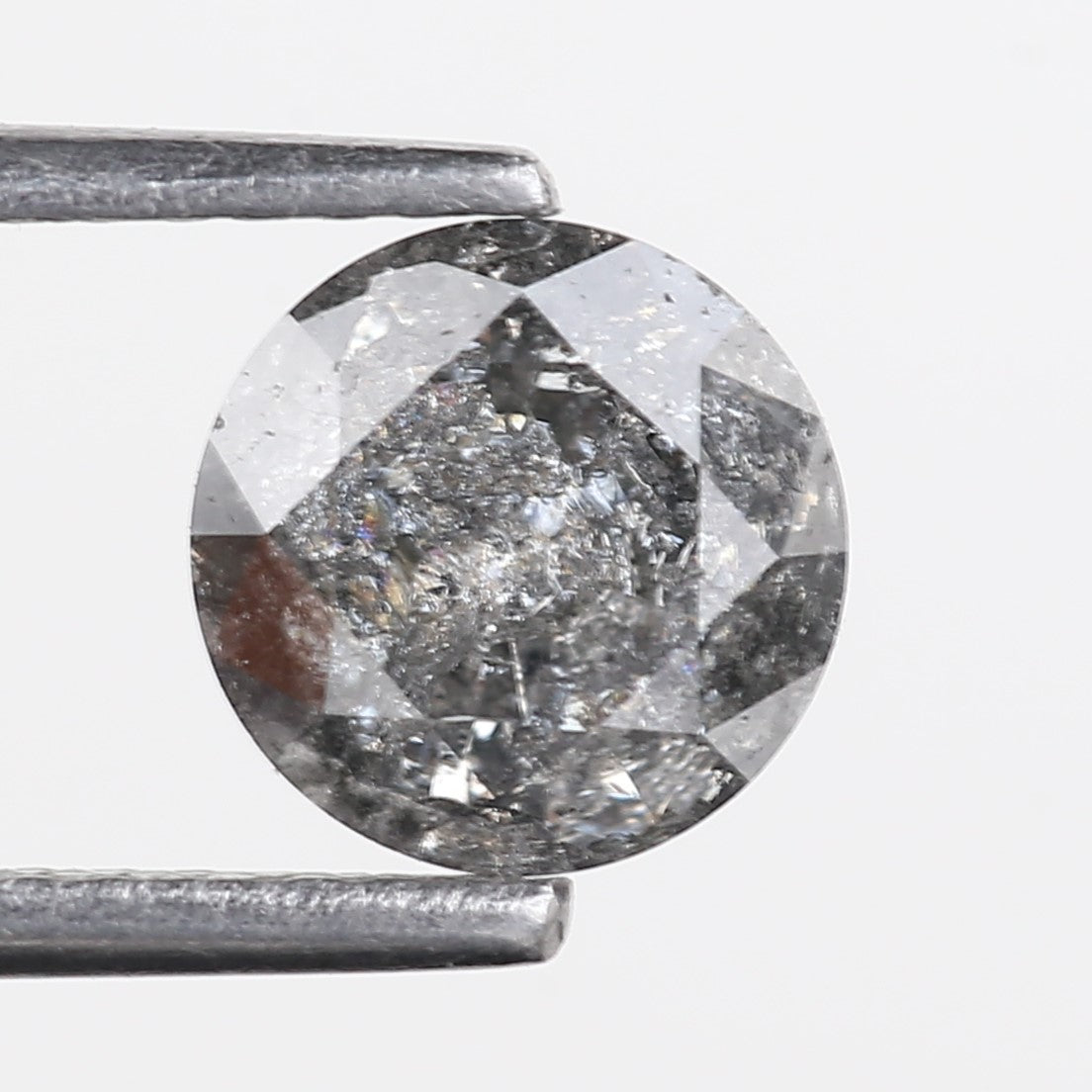 0.94 Carat Natural Gray Salt and Pepper Round Unique Diamonds 6.60 MM