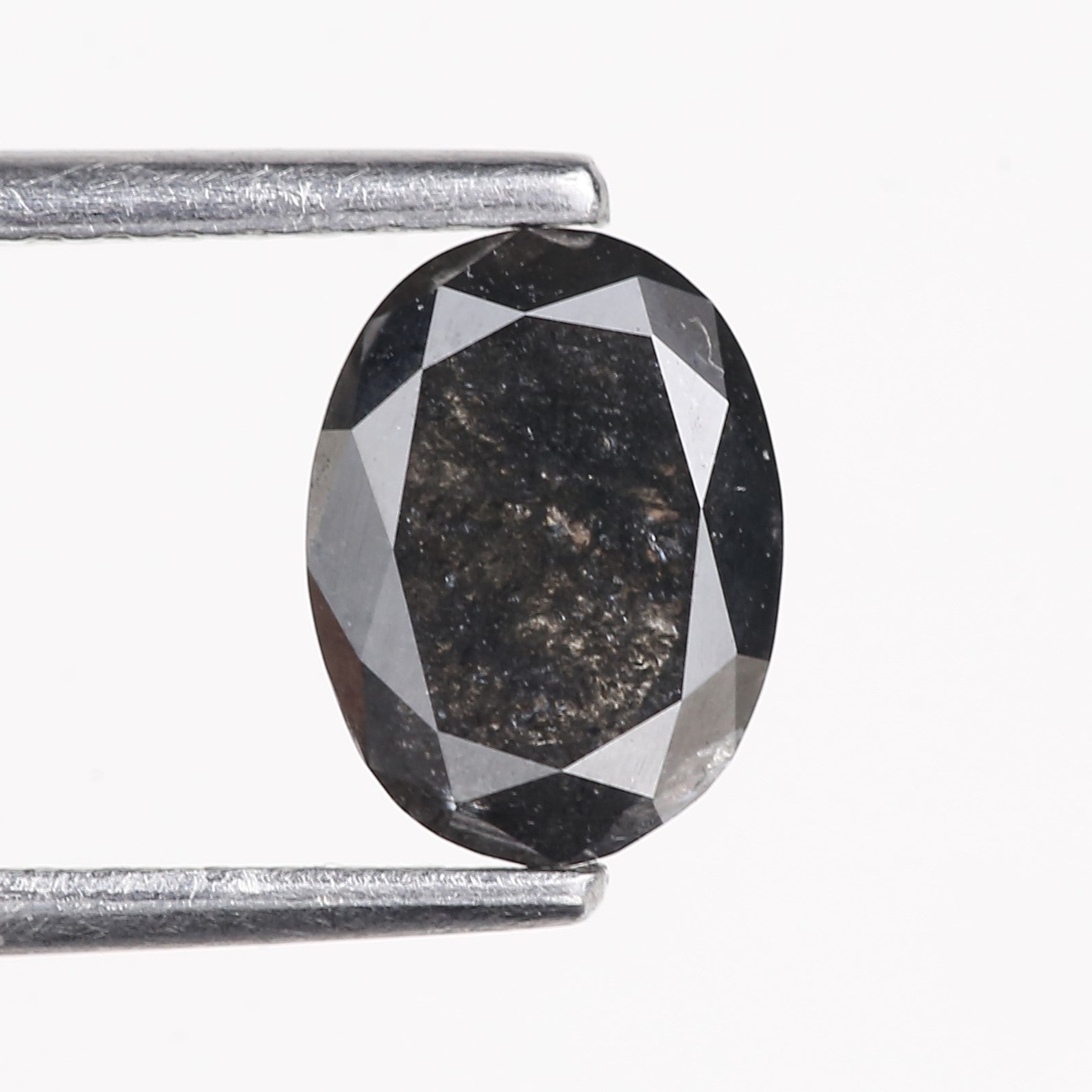 0.99 Carat Natural Black Oval Cut Salt And Pepper Diamond 7.50 MM