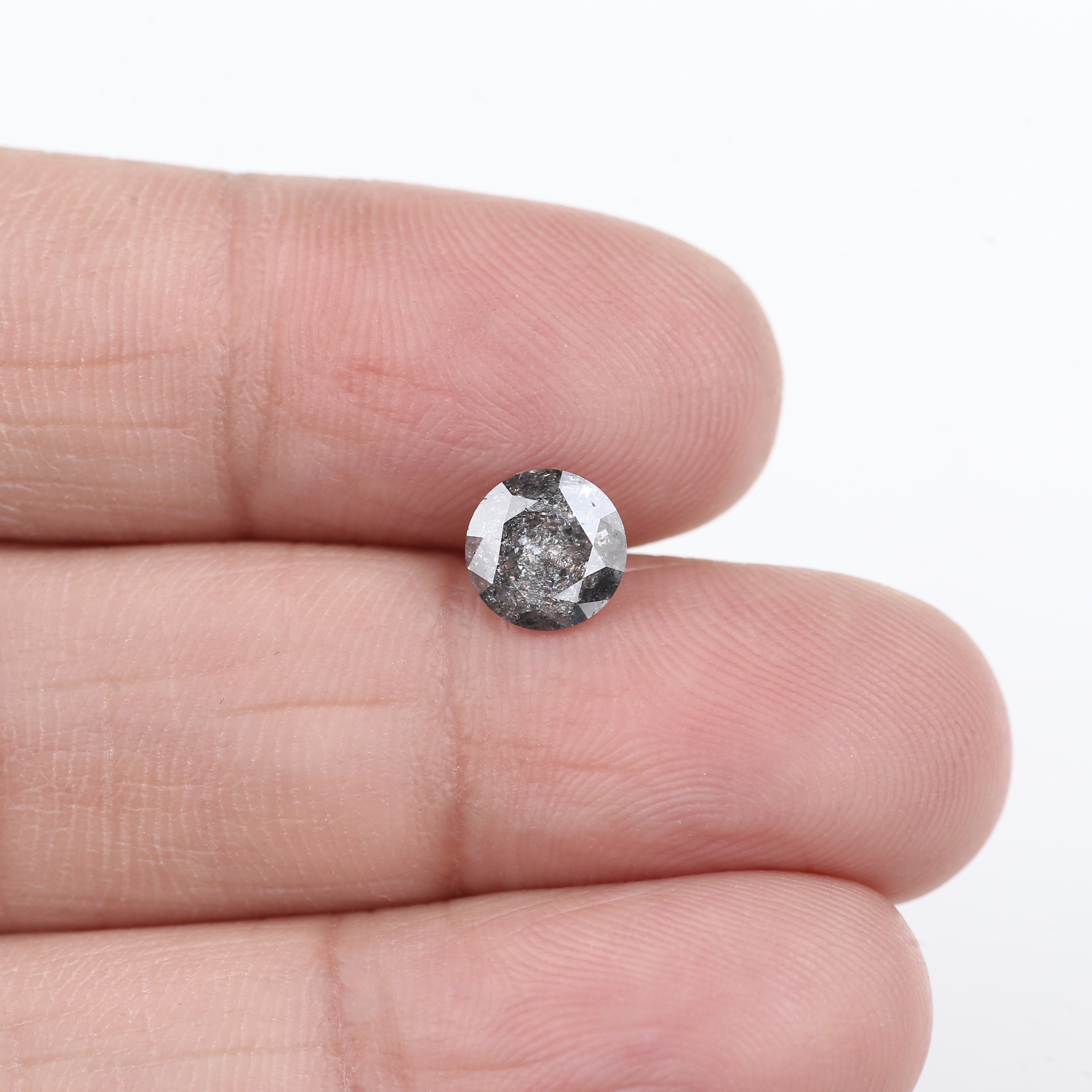 0.94 Carat Natural Gray Salt and Pepper Round Unique Diamonds 6.60 MM