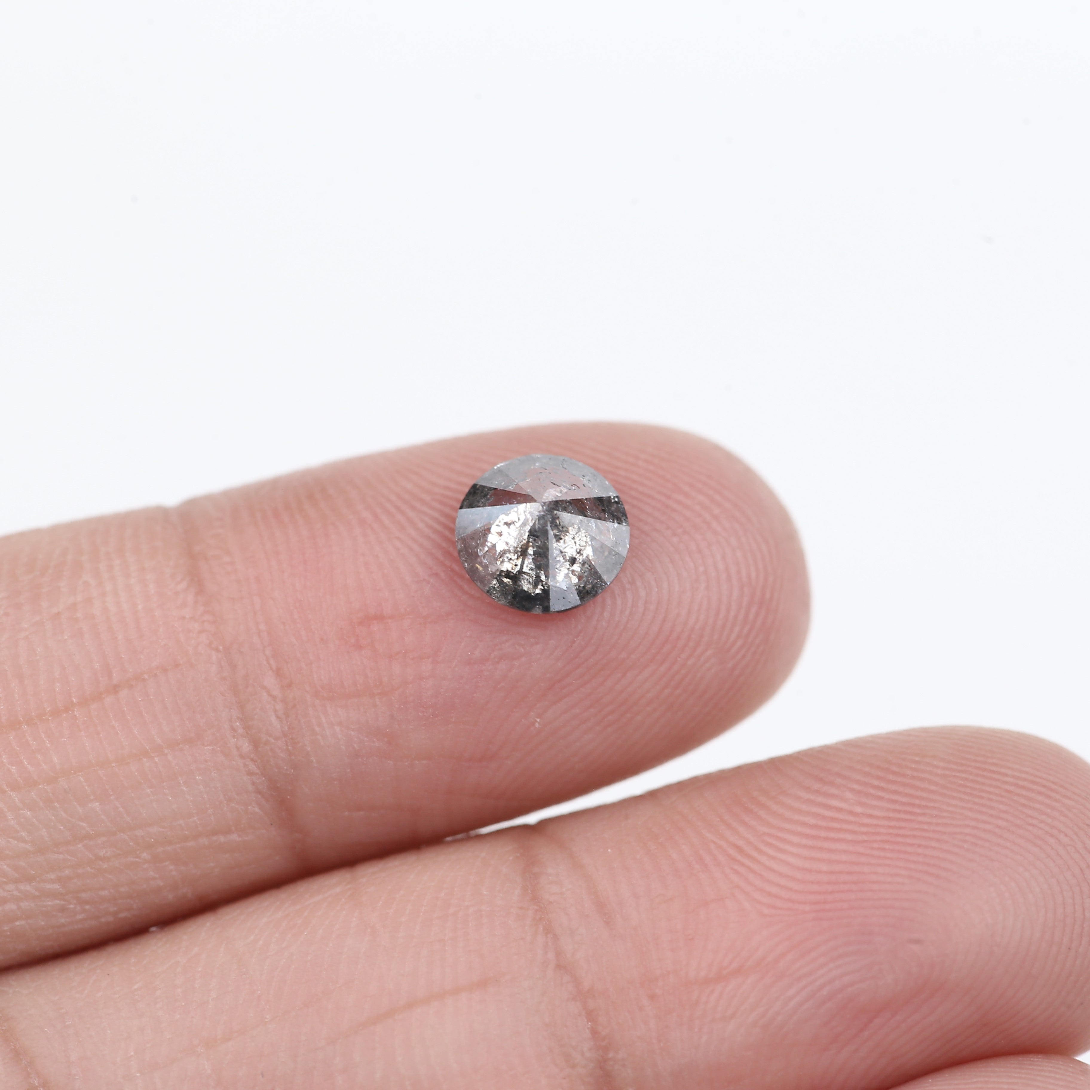 0.94 Carat Natural Gray Salt and Pepper Round Unique Diamonds 6.60 MM