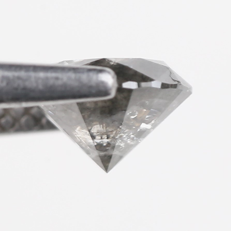 1.10 Carat Natural Salt And Pepper Gray Round Opalescent Diamond 6.40 MM