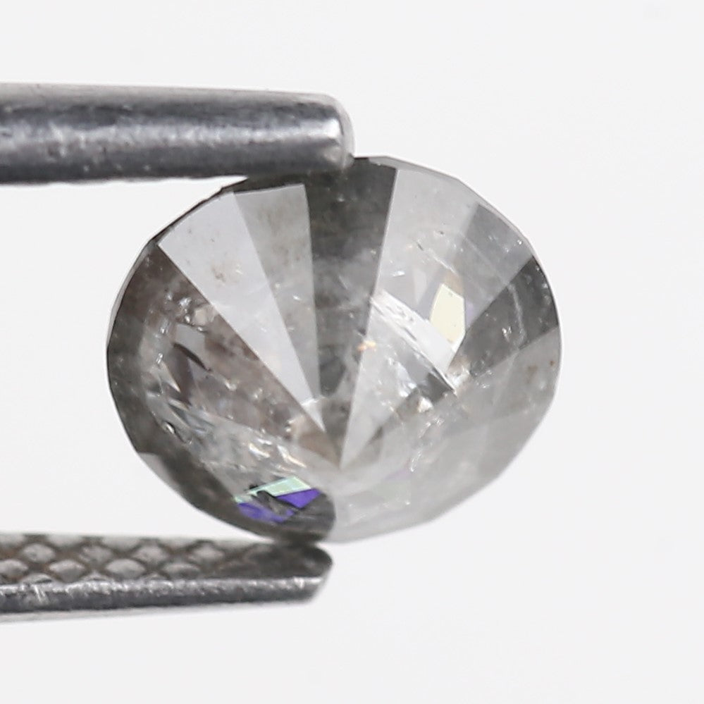 1.10 Carat Natural Salt And Pepper Gray Round Opalescent Diamond 6.40 MM