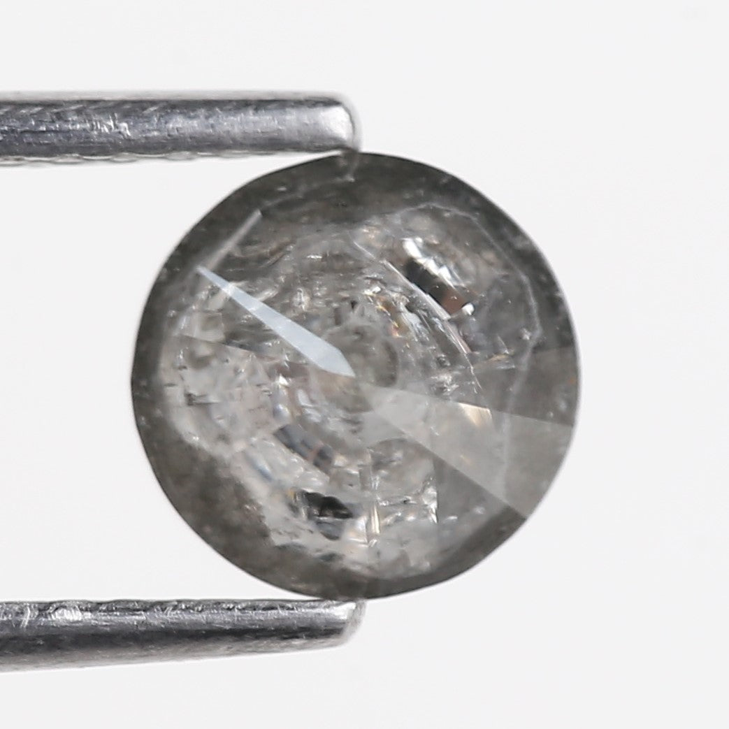 1.10 Carat Natural Salt And Pepper Gray Round Opalescent Diamond 6.40 MM