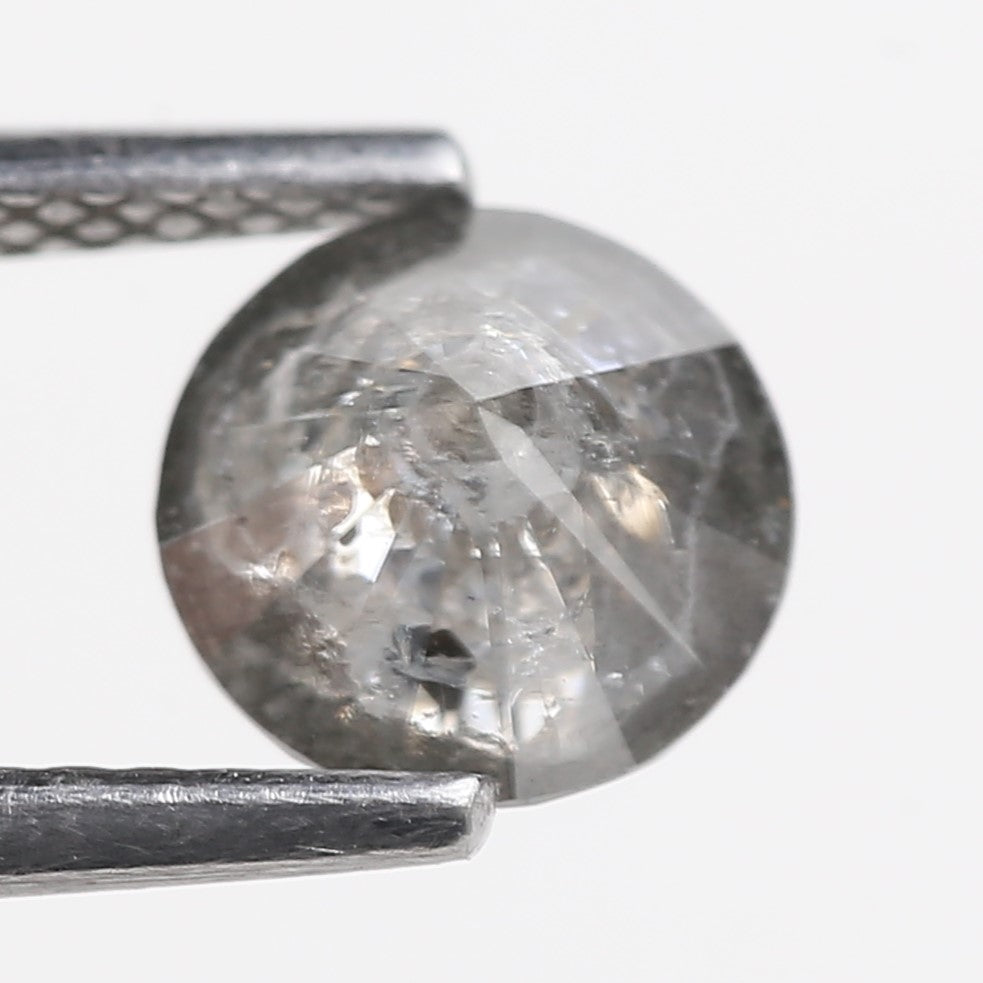 1.10 Carat Natural Salt And Pepper Gray Round Opalescent Diamond 6.40 MM