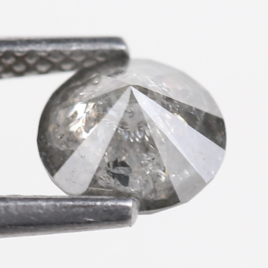 1.10 Carat Natural Salt And Pepper Gray Round Opalescent Diamond 6.40 MM
