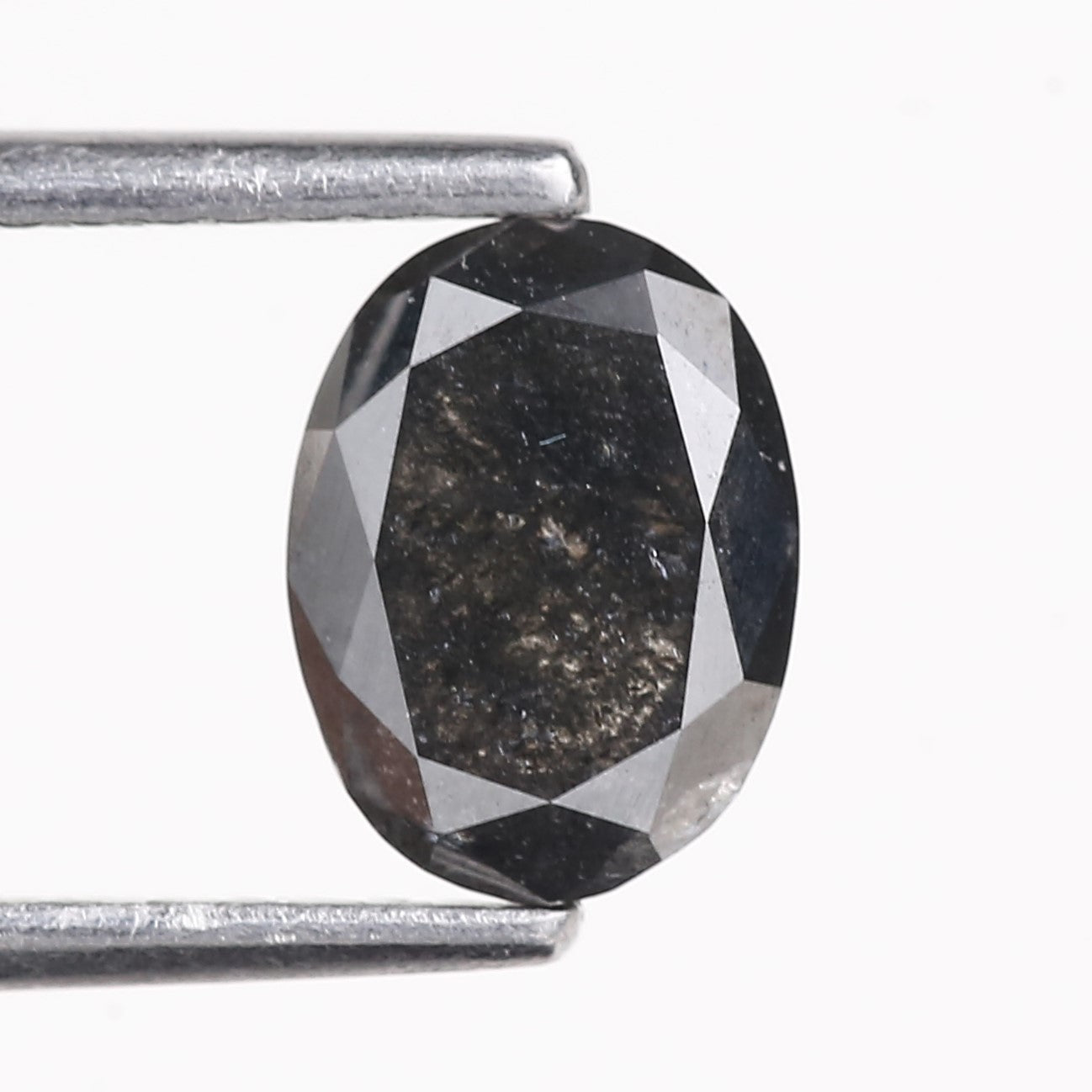 0.99 Carat Natural Black Oval Cut Salt And Pepper Diamond 7.50 MM