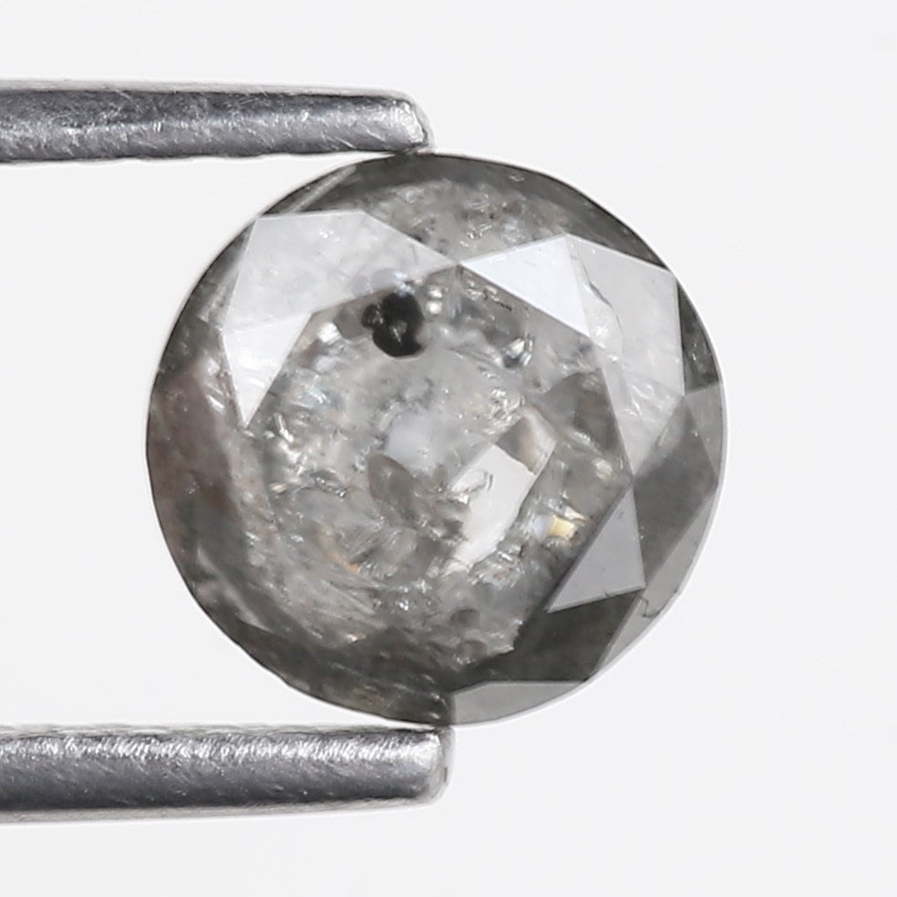 1.10 Carat Natural Salt And Pepper Gray Round Opalescent Diamond 6.40 MM