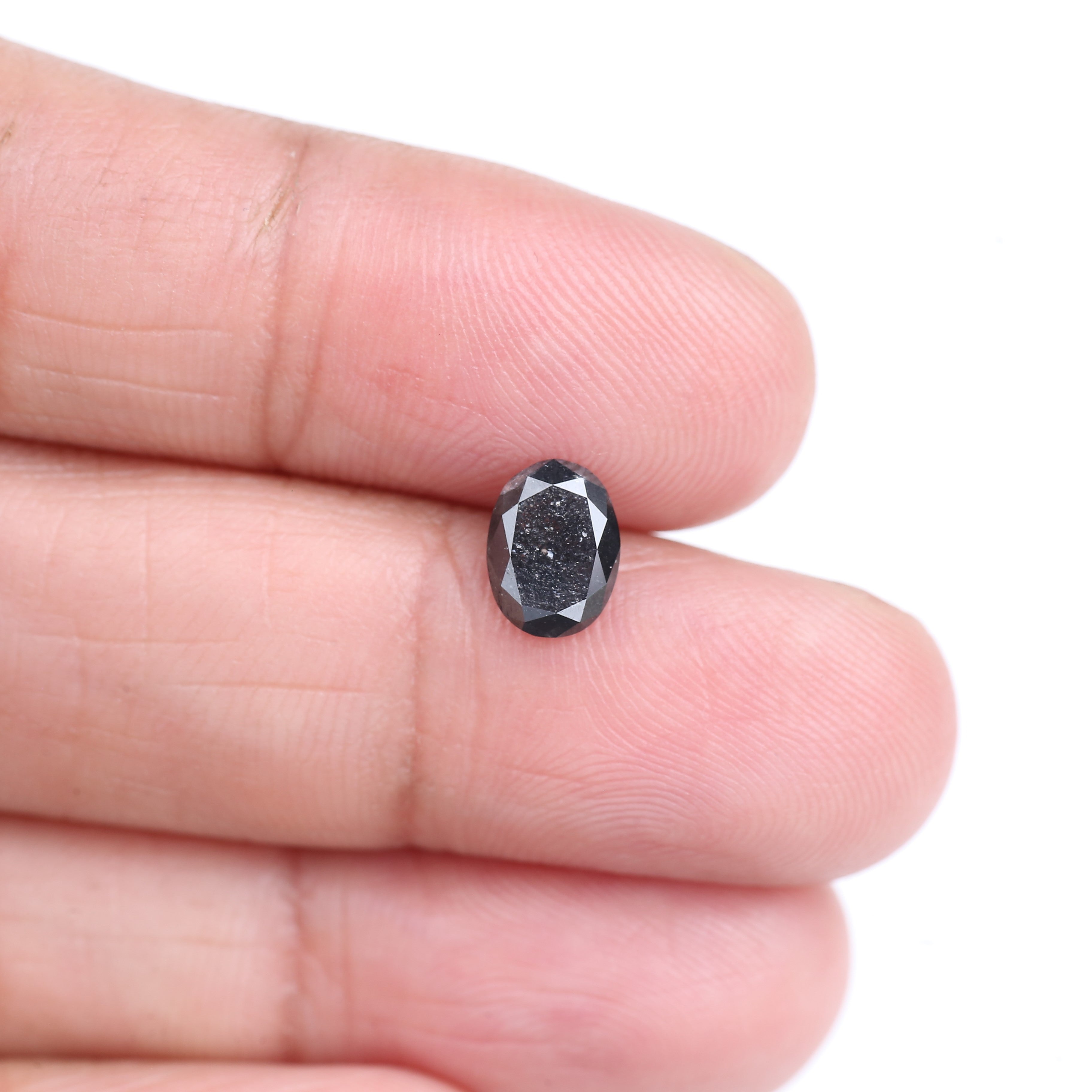 0.99 Carat Natural Black Oval Cut Salt And Pepper Diamond 7.50 MM
