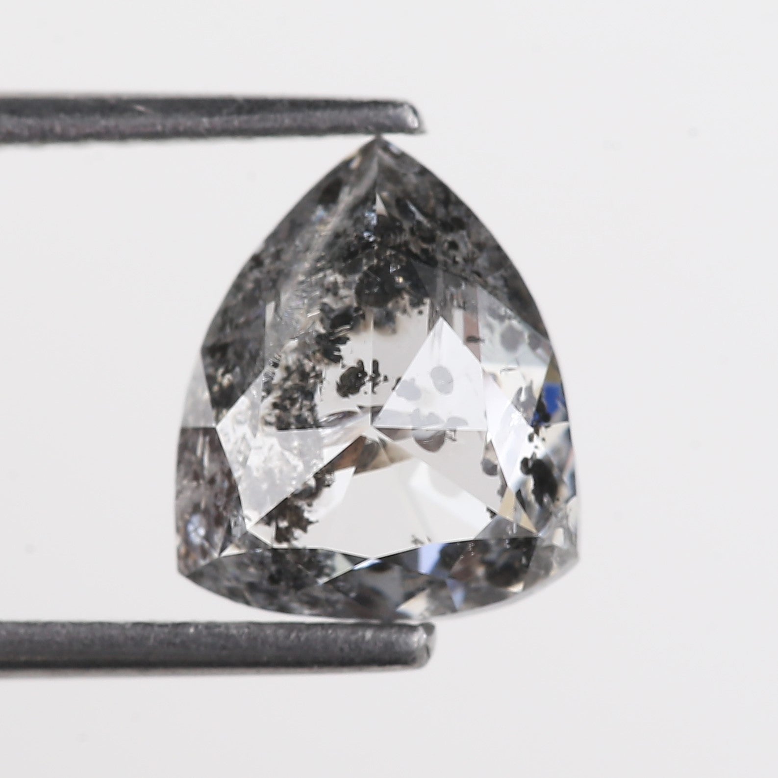 2.40 Carat Natural Salt Pepper Grey Shield Cut Loose Diamond 9.02 MM