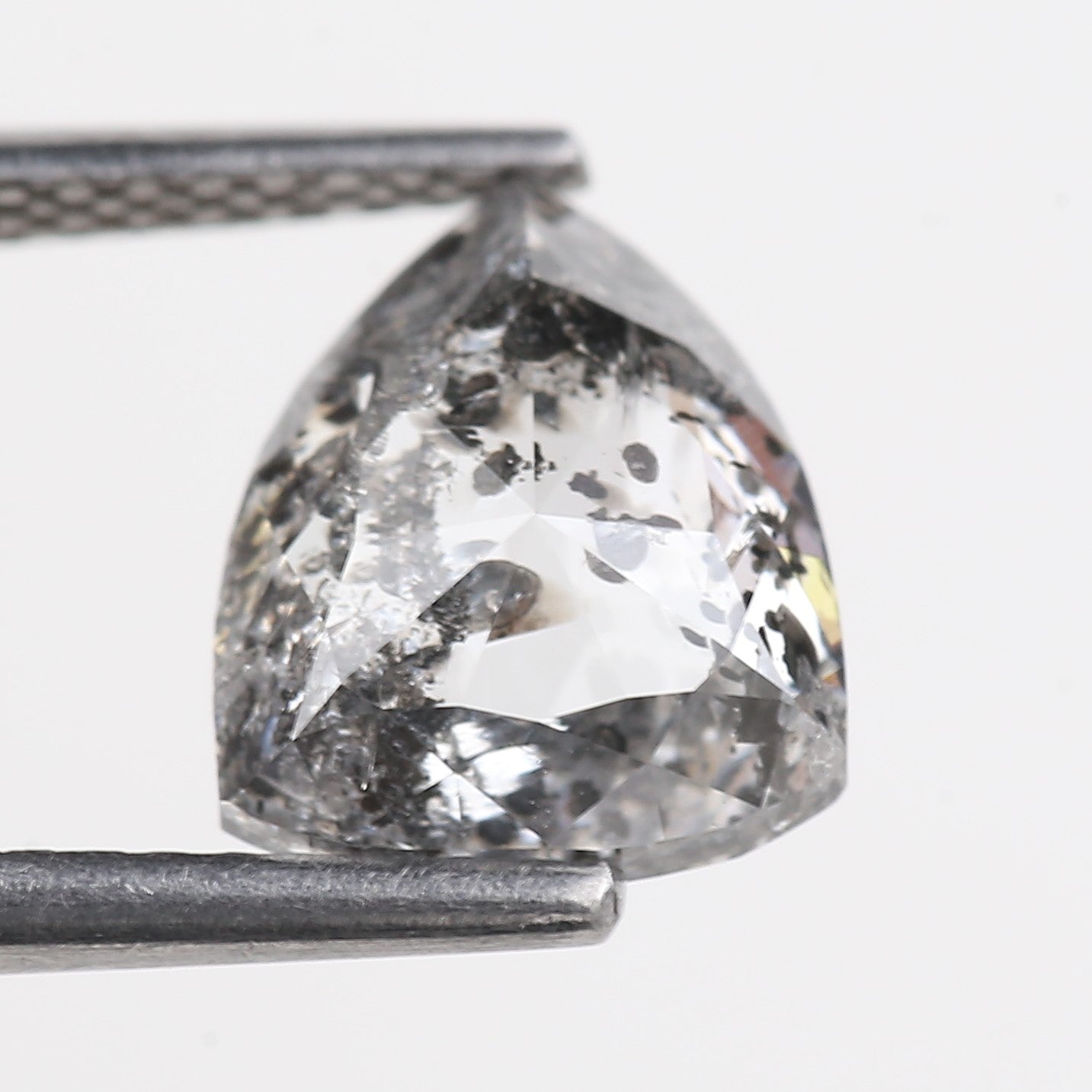 2.40 Carat Natural Salt Pepper Grey Shield Cut Loose Diamond 9.02 MM