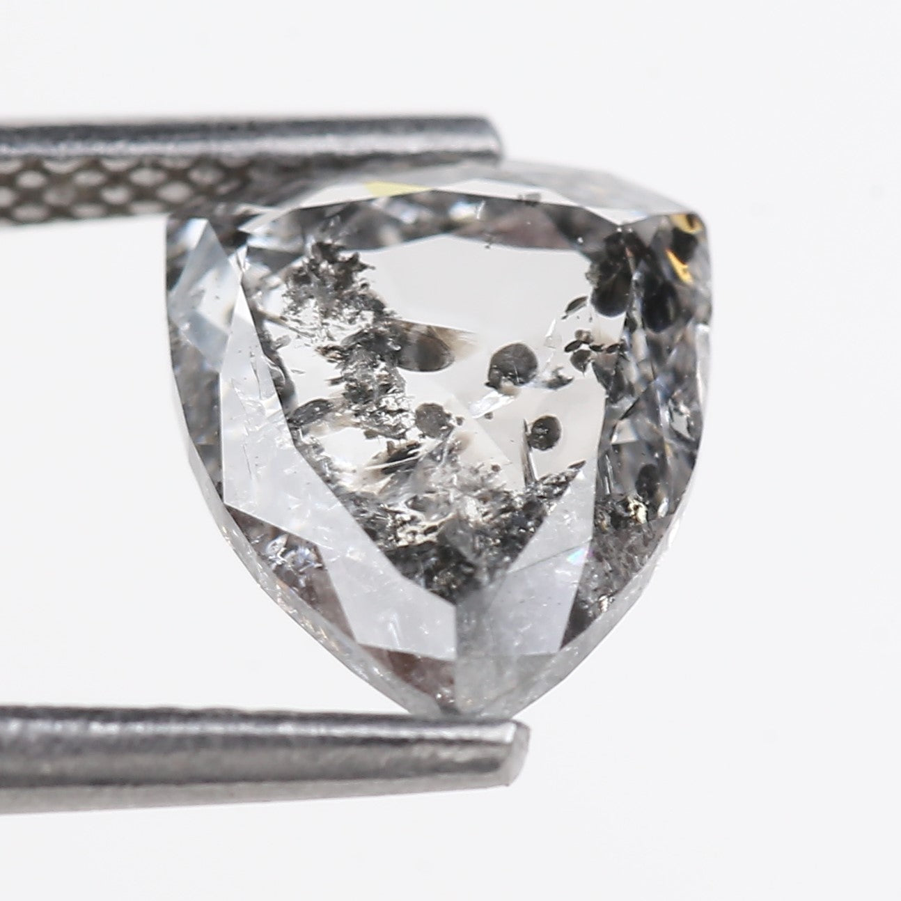 2.40 Carat Natural Salt Pepper Grey Shield Cut Loose Diamond 9.02 MM