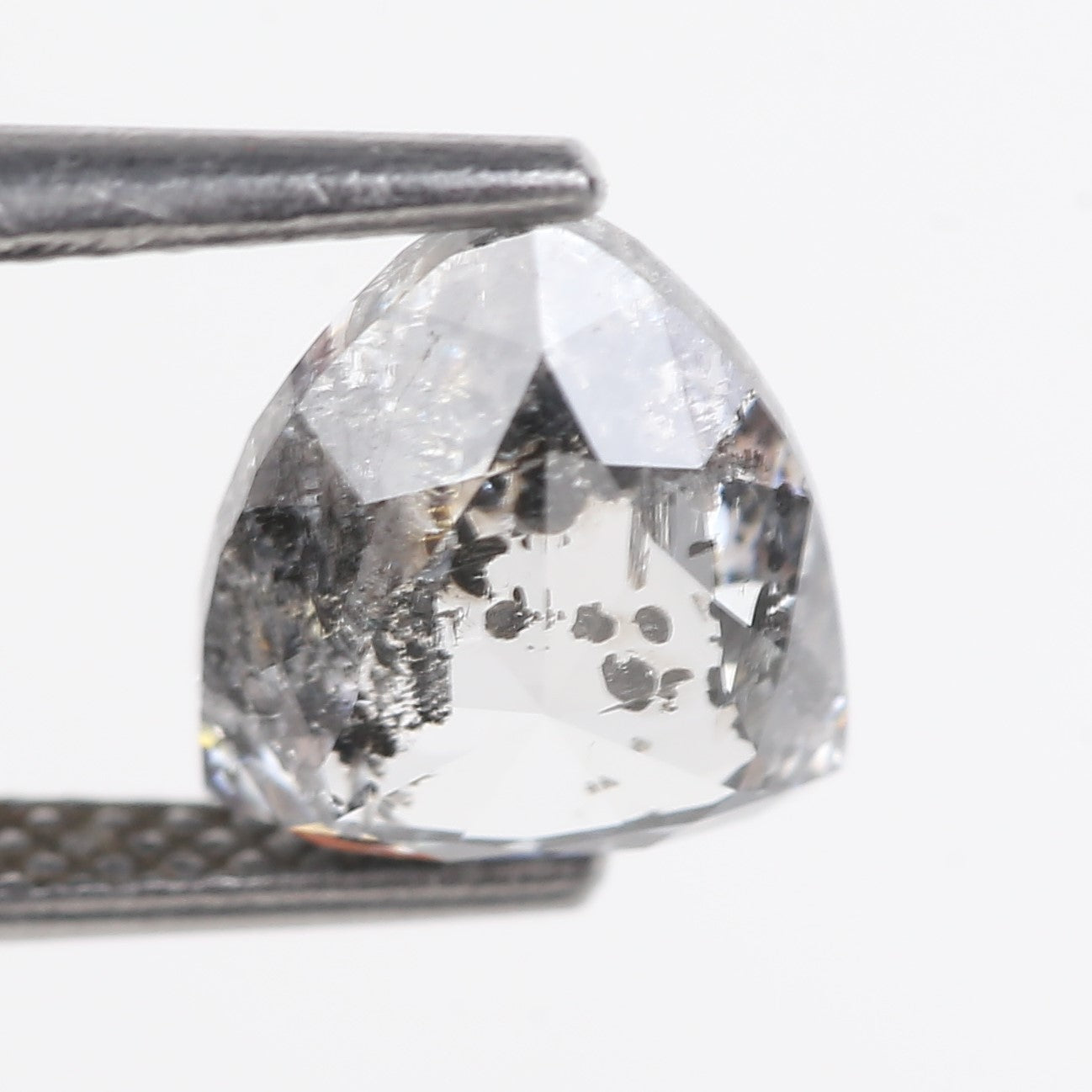 2.40 Carat Natural Salt Pepper Grey Shield Cut Loose Diamond 9.02 MM