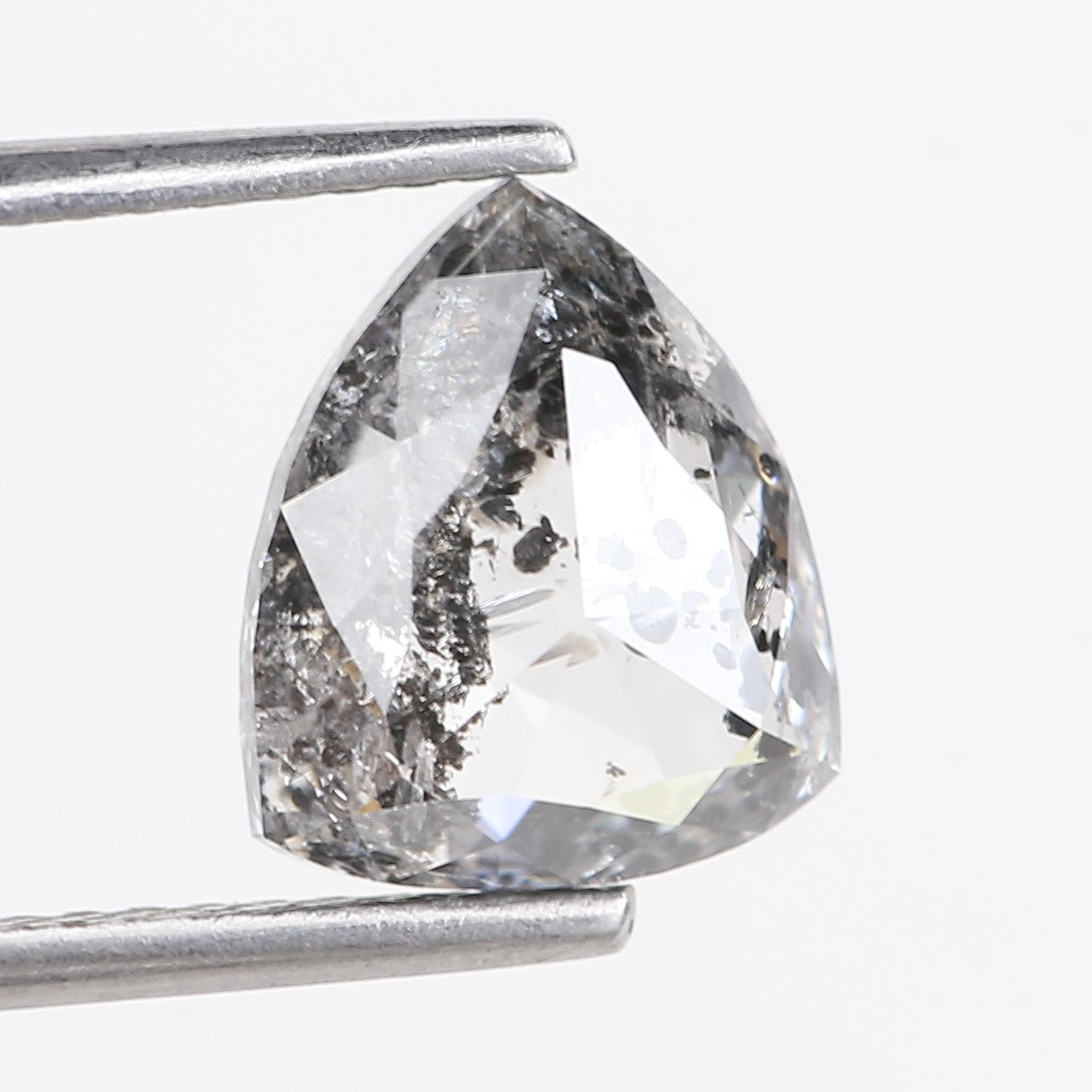 2.40 Carat Natural Salt Pepper Grey Shield Cut Loose Diamond 9.02 MM