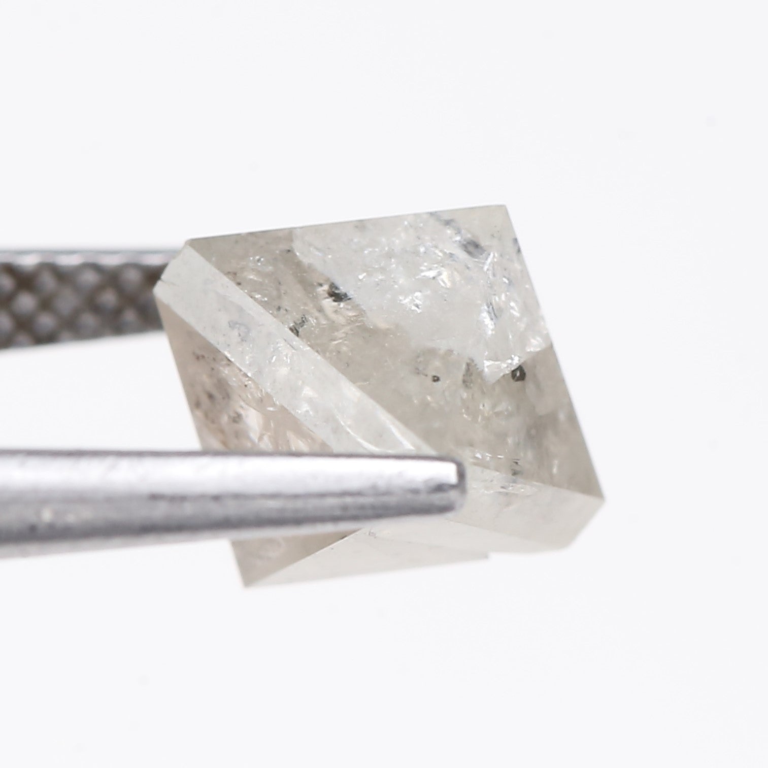 2.77 Carat Natural Gray Polish Octahedron Salt And Pepper Diamond 7.21 MM