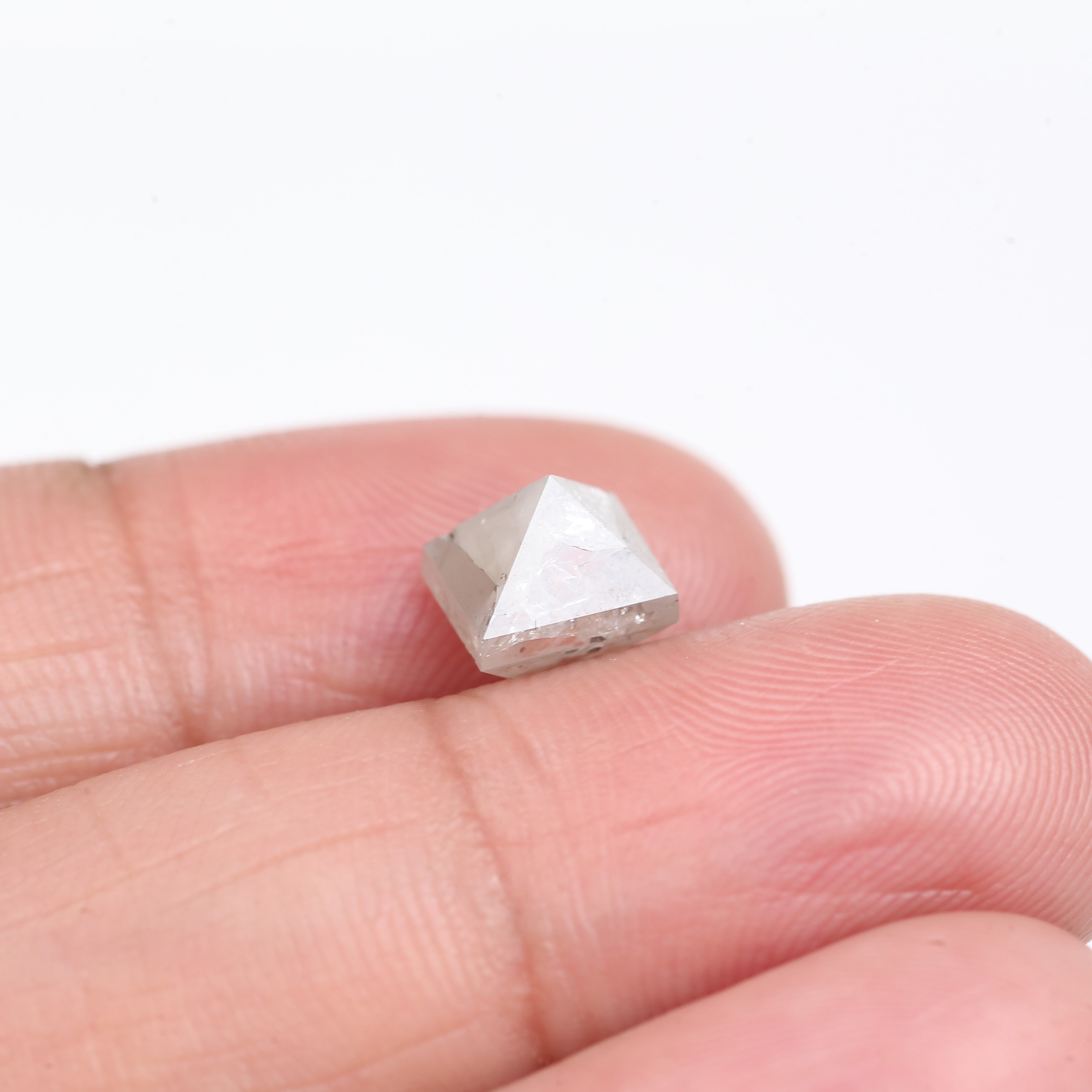 2.77 Carat Natural Gray Polish Octahedron Salt And Pepper Diamond 7.21 MM