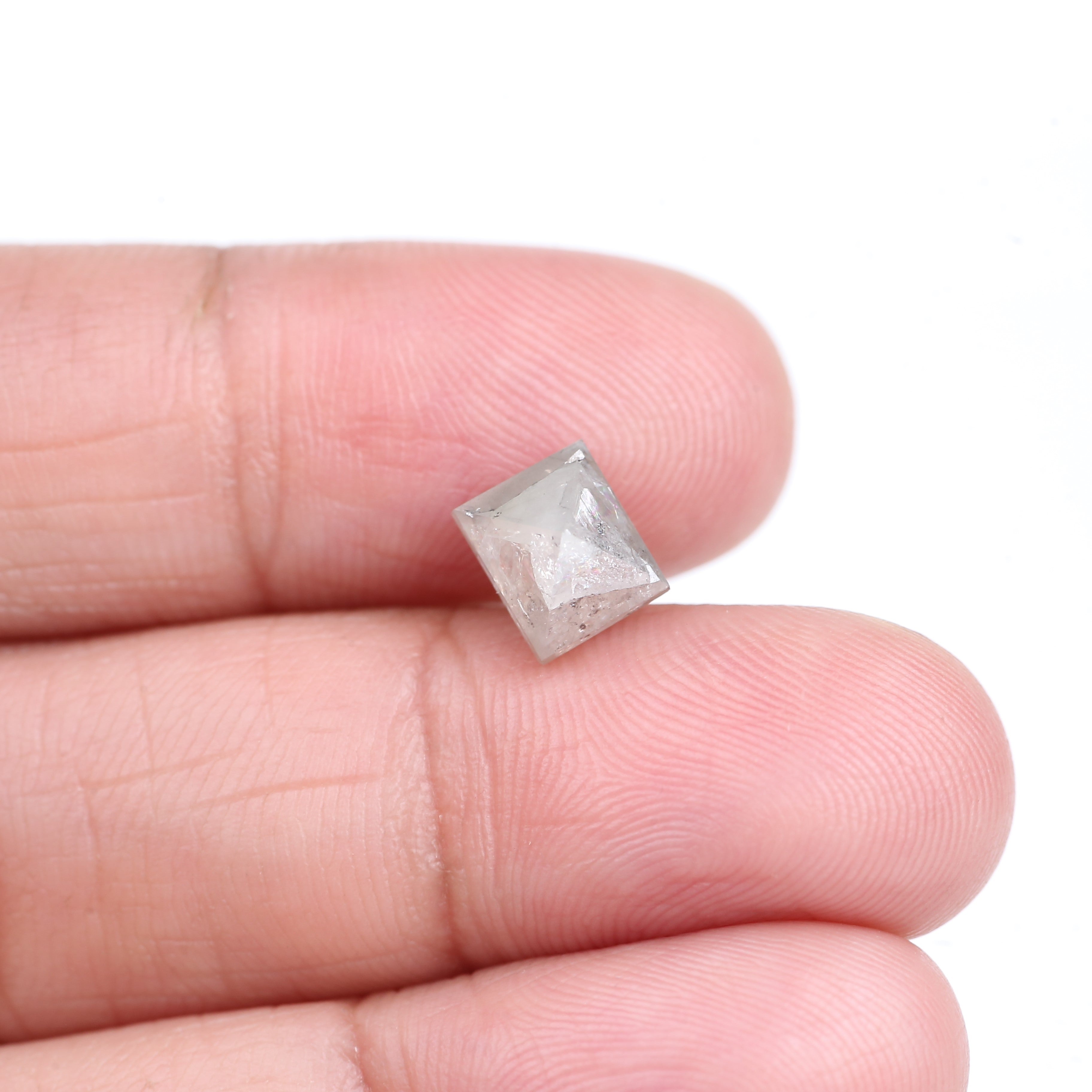 2.77 Carat Natural Gray Polish Octahedron Salt And Pepper Diamond 7.21 MM