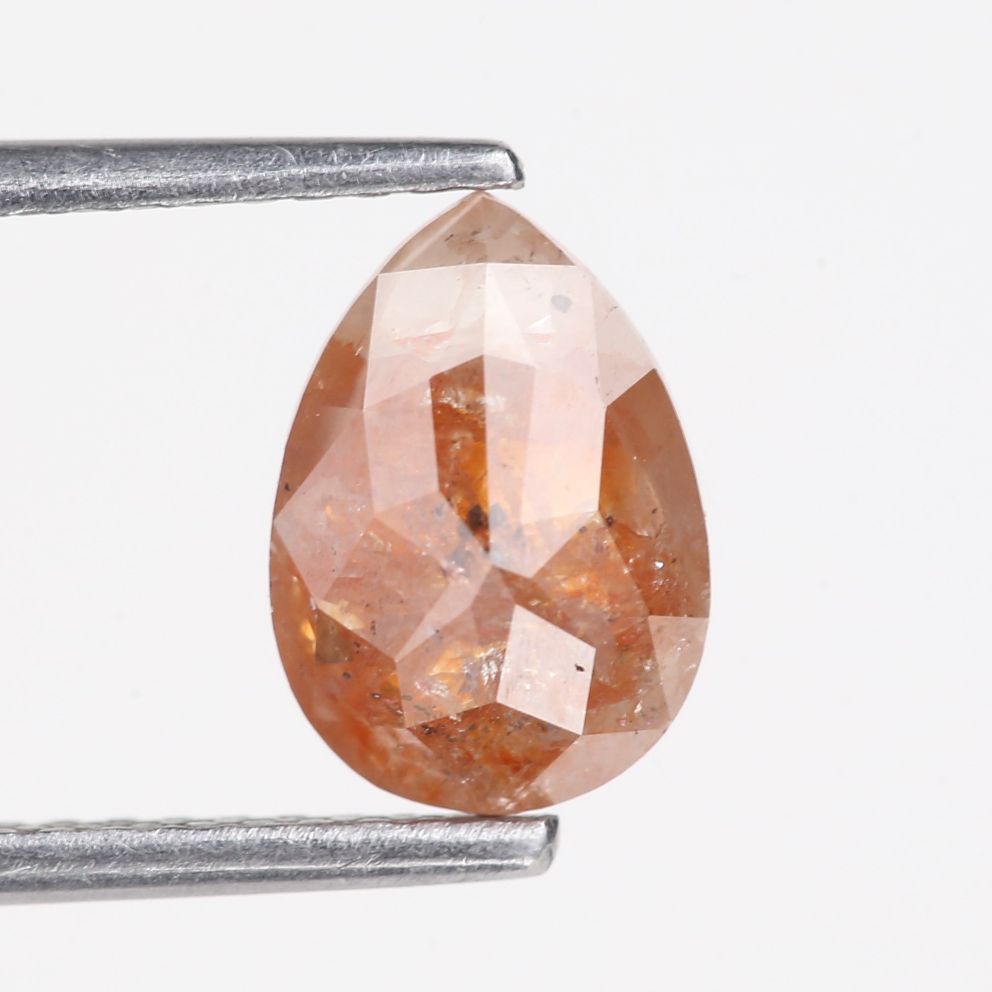 1.72 Carat Natural Orange Pear Cut Salt And Pepper Diamond 8.79 MM
