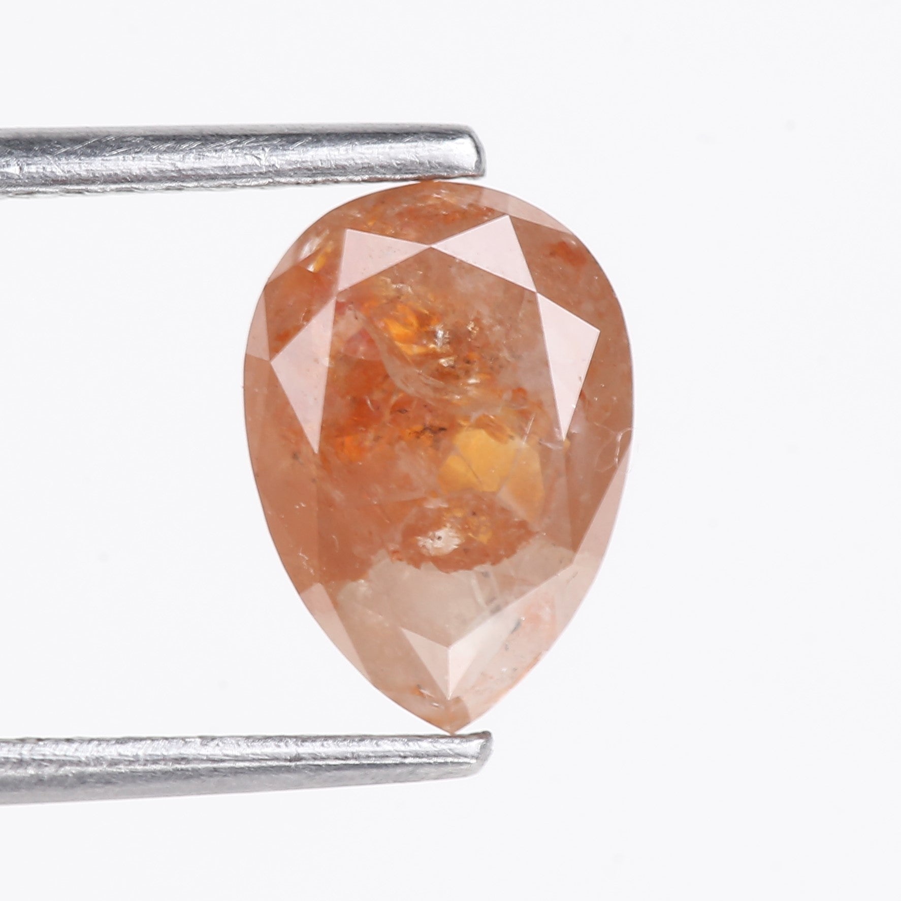 1.72 Carat Natural Orange Pear Cut Salt And Pepper Diamond 8.79 MM