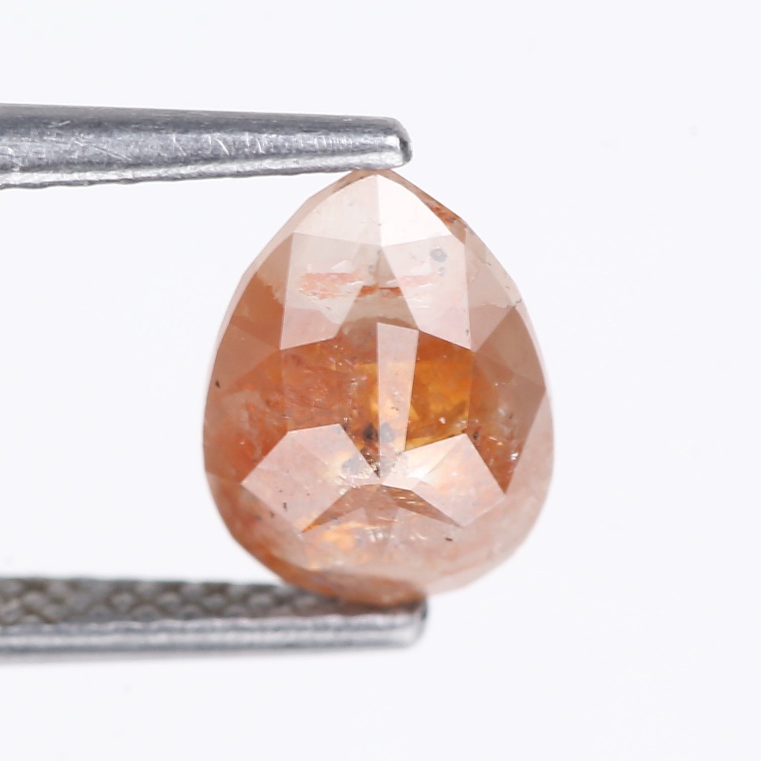 1.72 Carat Natural Orange Pear Cut Salt And Pepper Diamond 8.79 MM