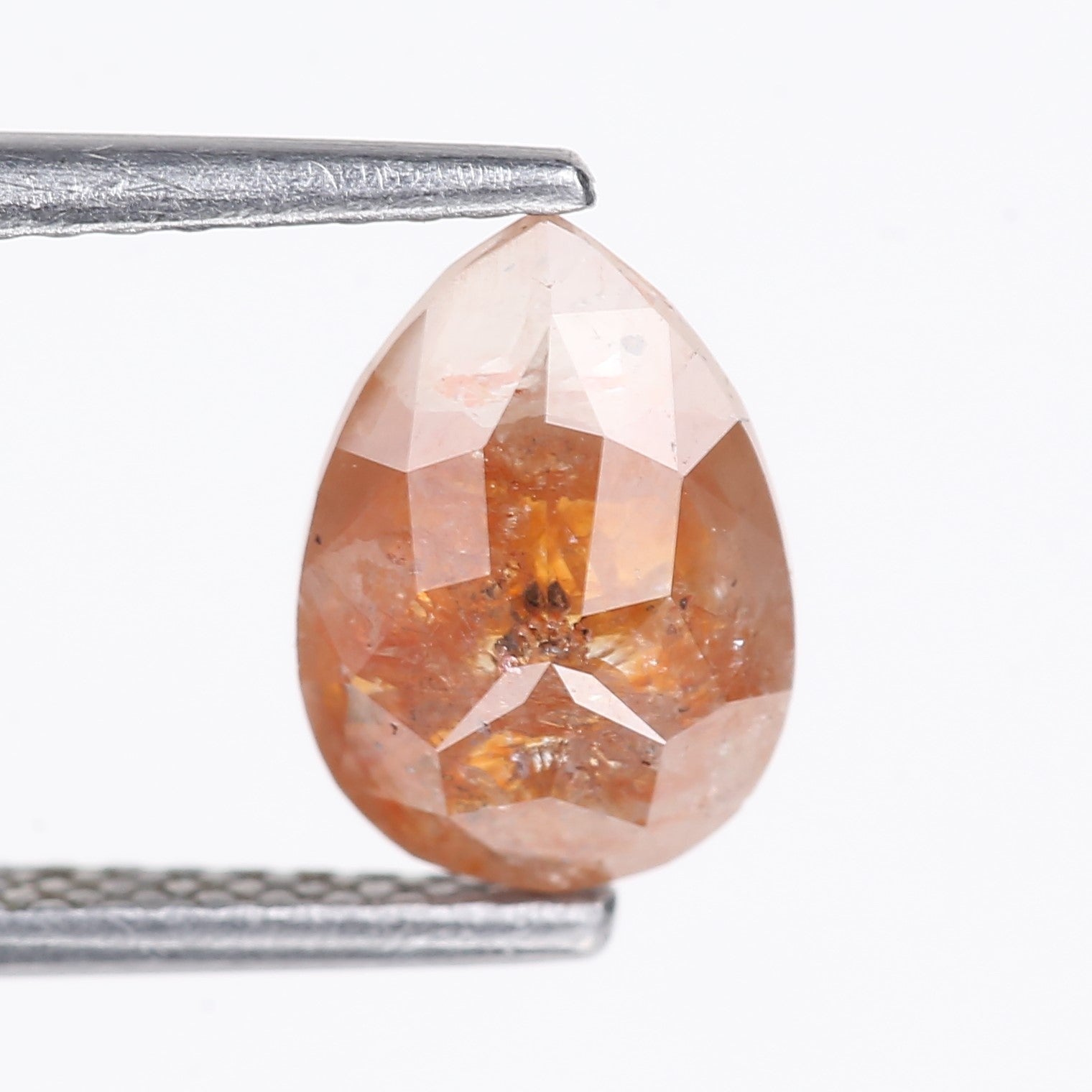 1.72 Carat Natural Orange Pear Cut Salt And Pepper Diamond 8.79 MM