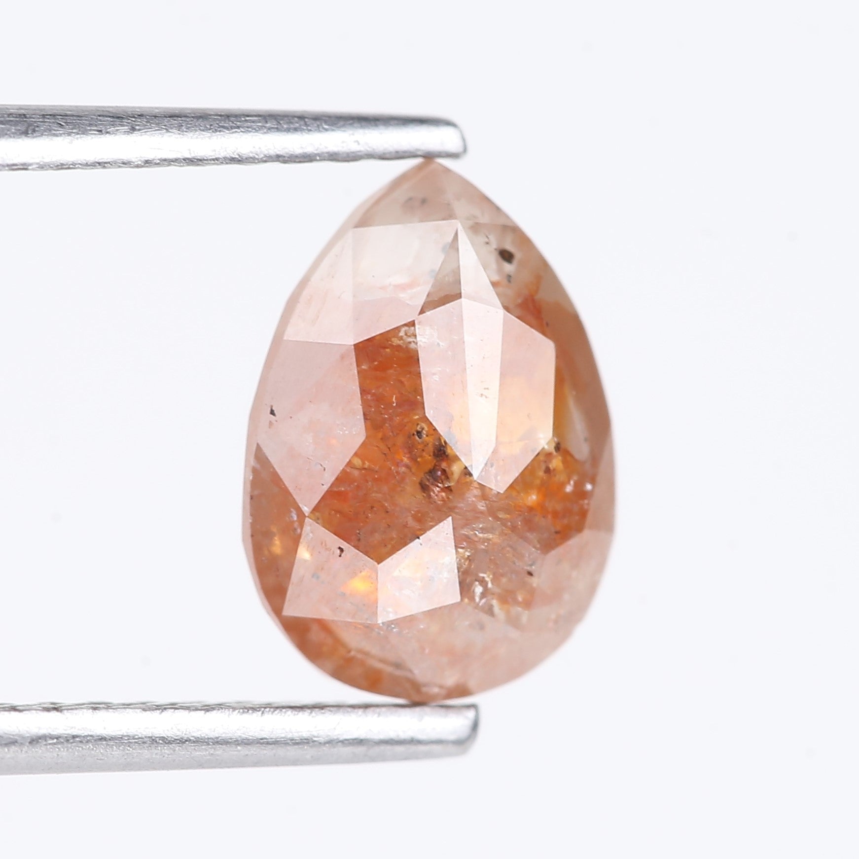1.72 Carat Natural Orange Pear Cut Salt And Pepper Diamond 8.79 MM