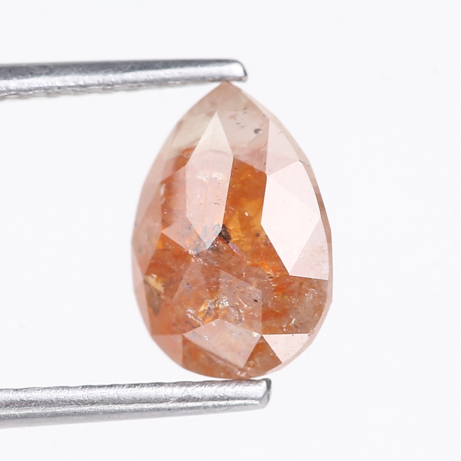 1.72 Carat Natural Orange Pear Cut Salt And Pepper Diamond 8.79 MM