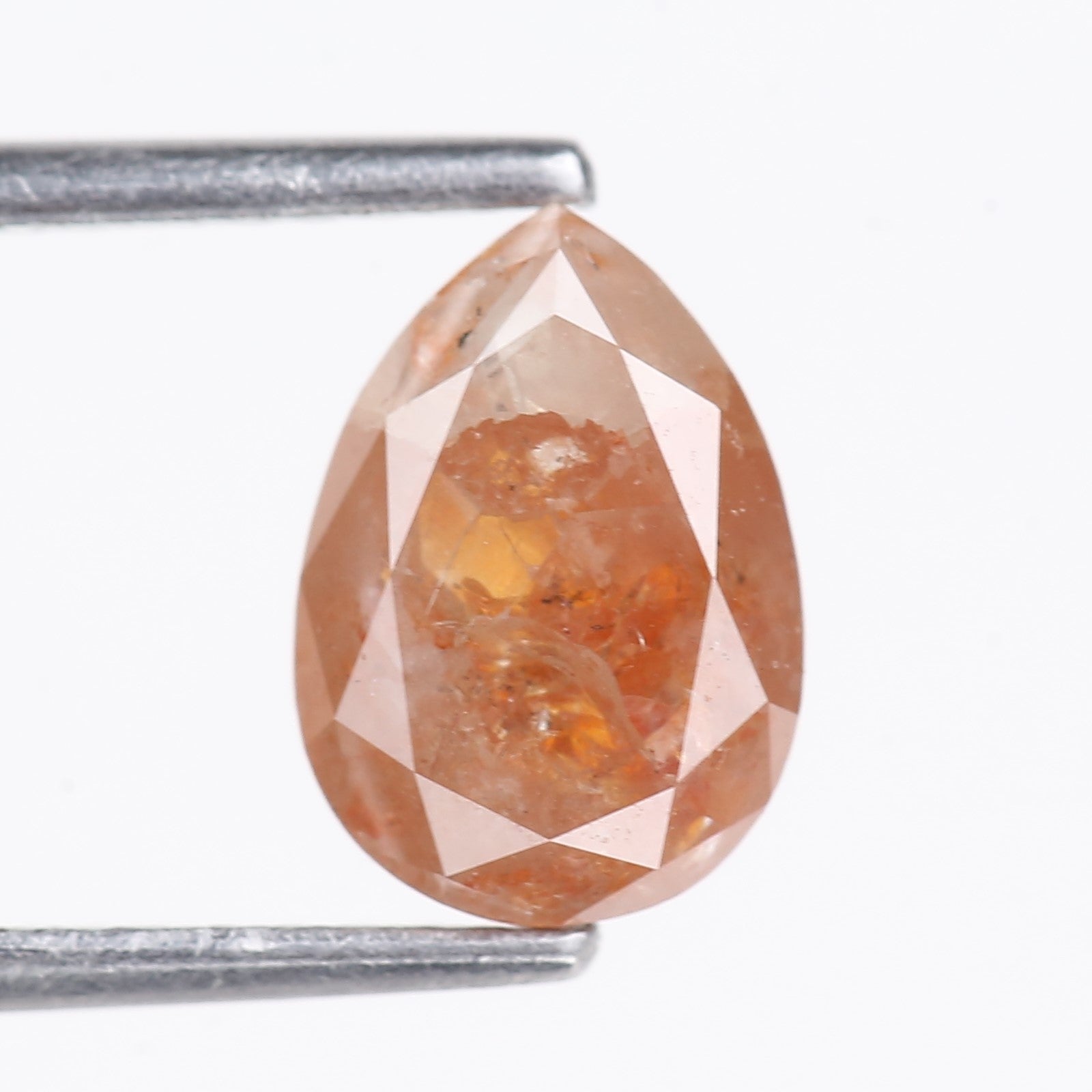 1.72 Carat Natural Orange Pear Cut Salt And Pepper Diamond 8.79 MM