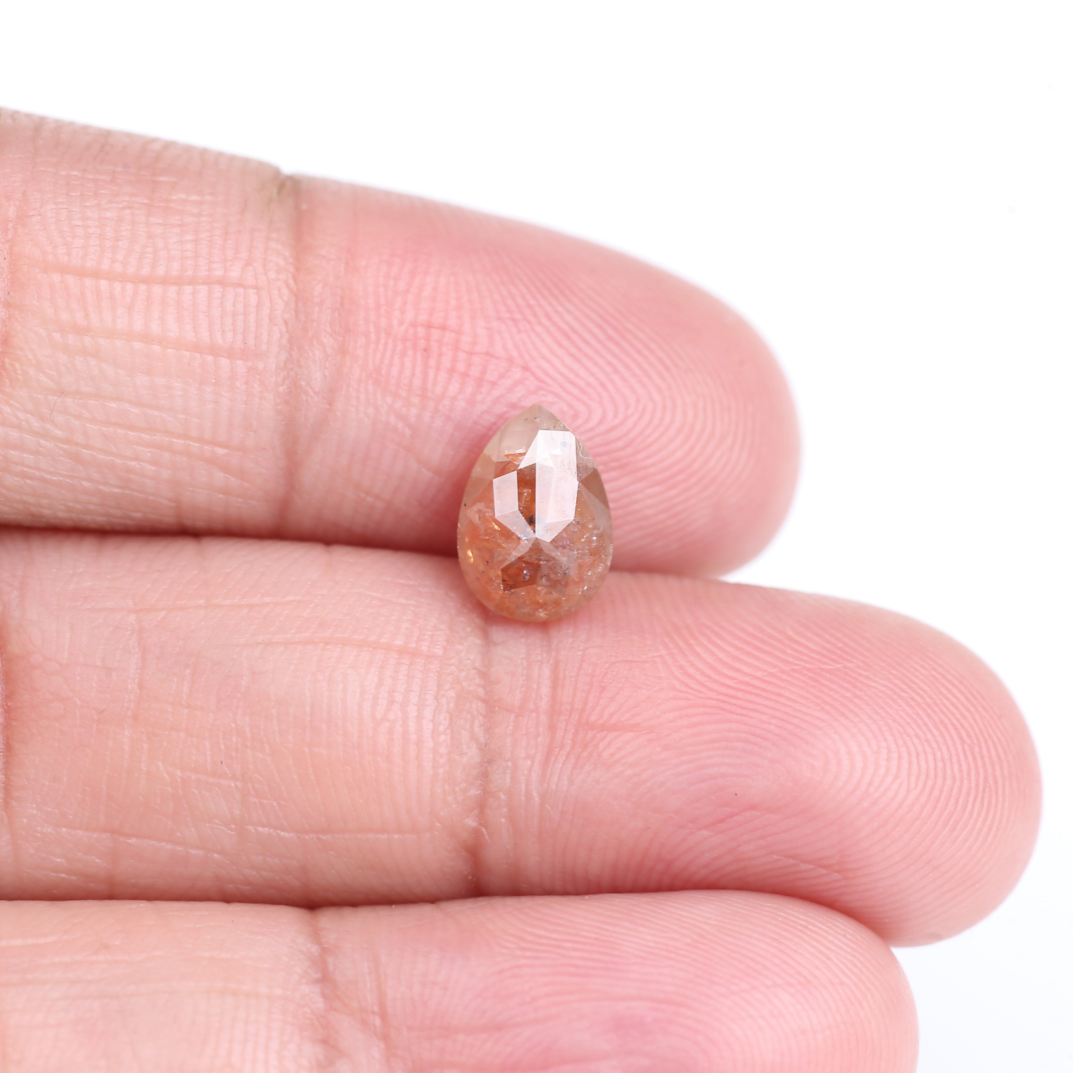 1.72 Carat Natural Orange Pear Cut Salt And Pepper Diamond 8.79 MM