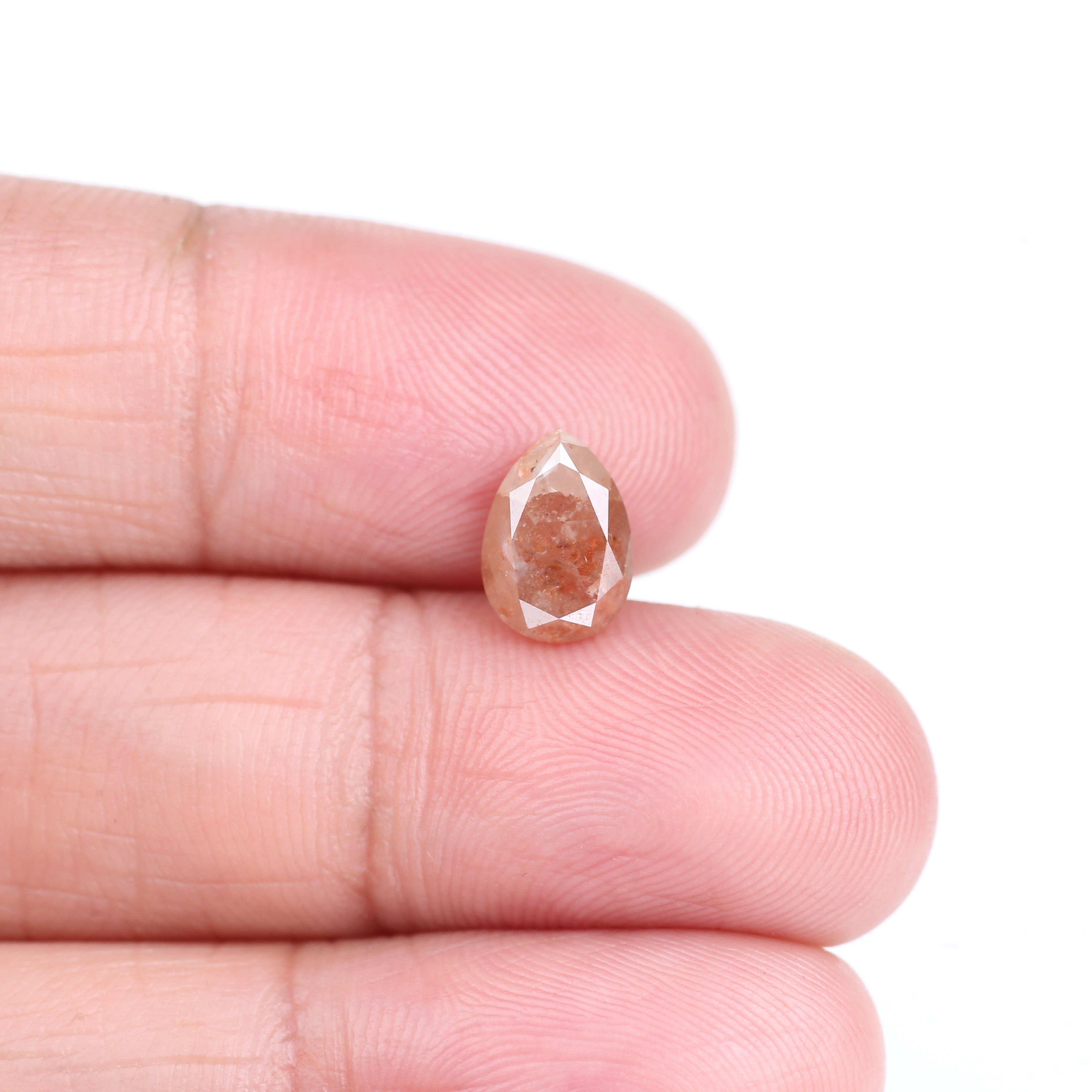 1.72 Carat Natural Orange Pear Cut Salt And Pepper Diamond 8.79 MM