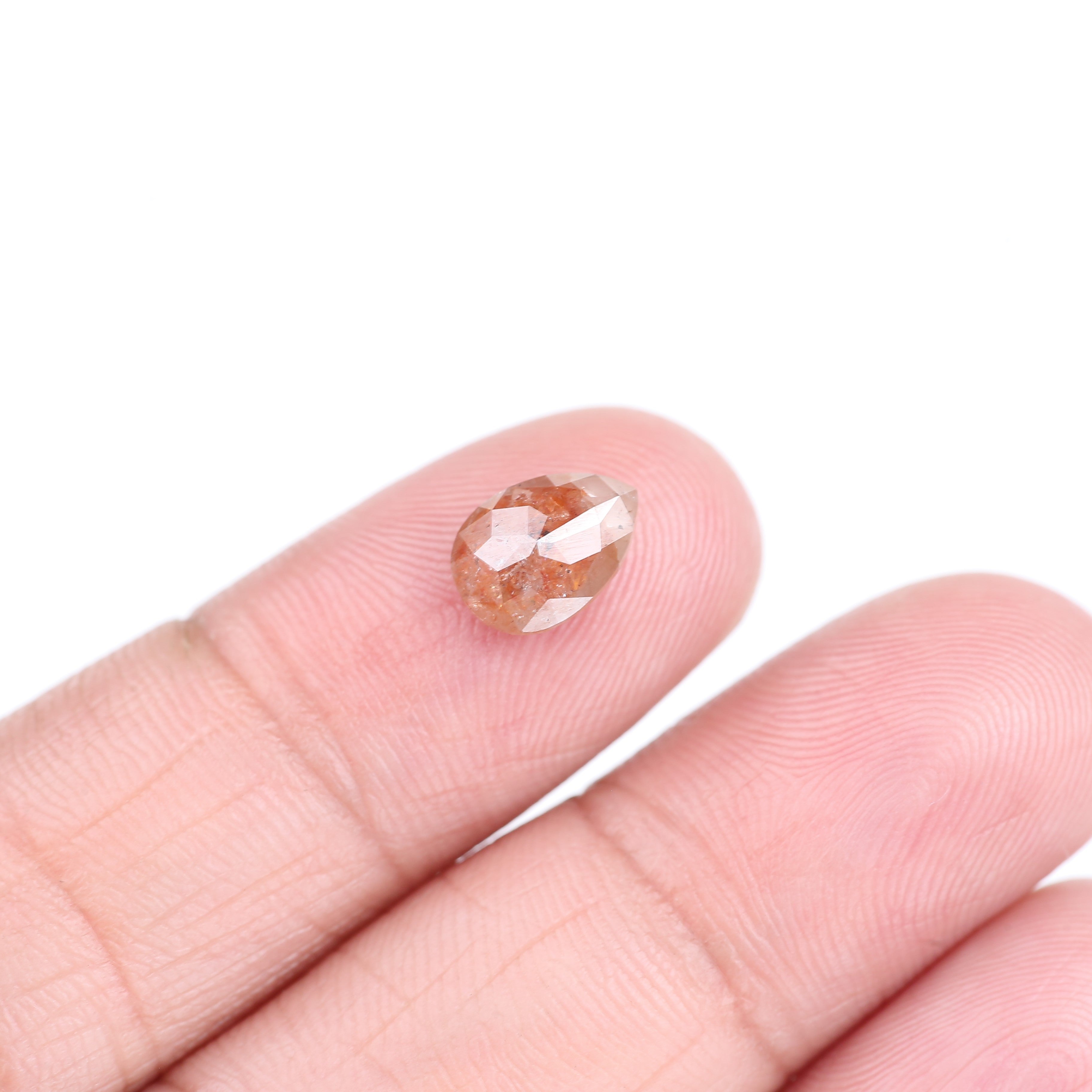 1.72 Carat Natural Orange Pear Cut Salt And Pepper Diamond 8.79 MM