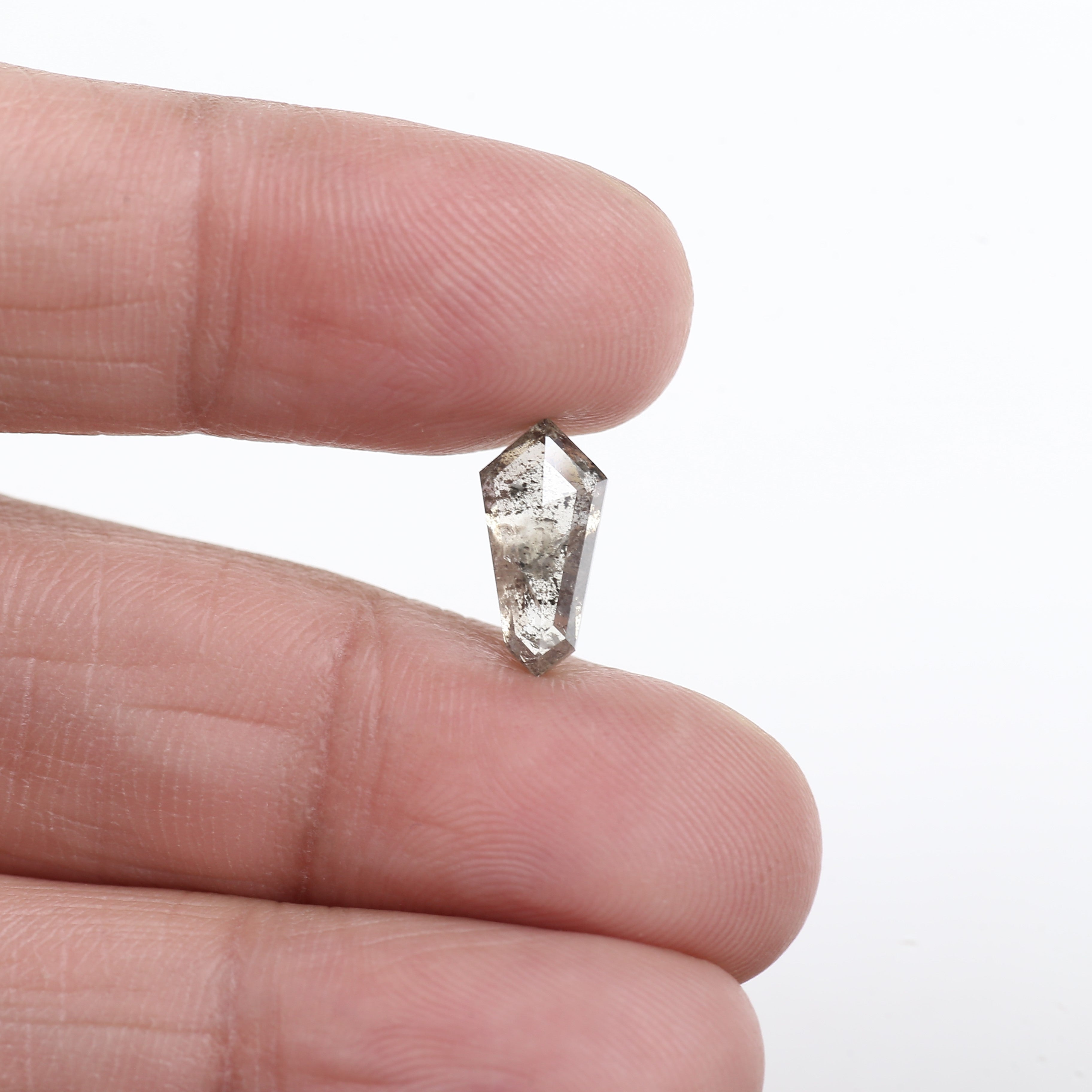 1.89 Carat Natural Gray Kite Cut Salt and Pepper Diamond 11.97 MM