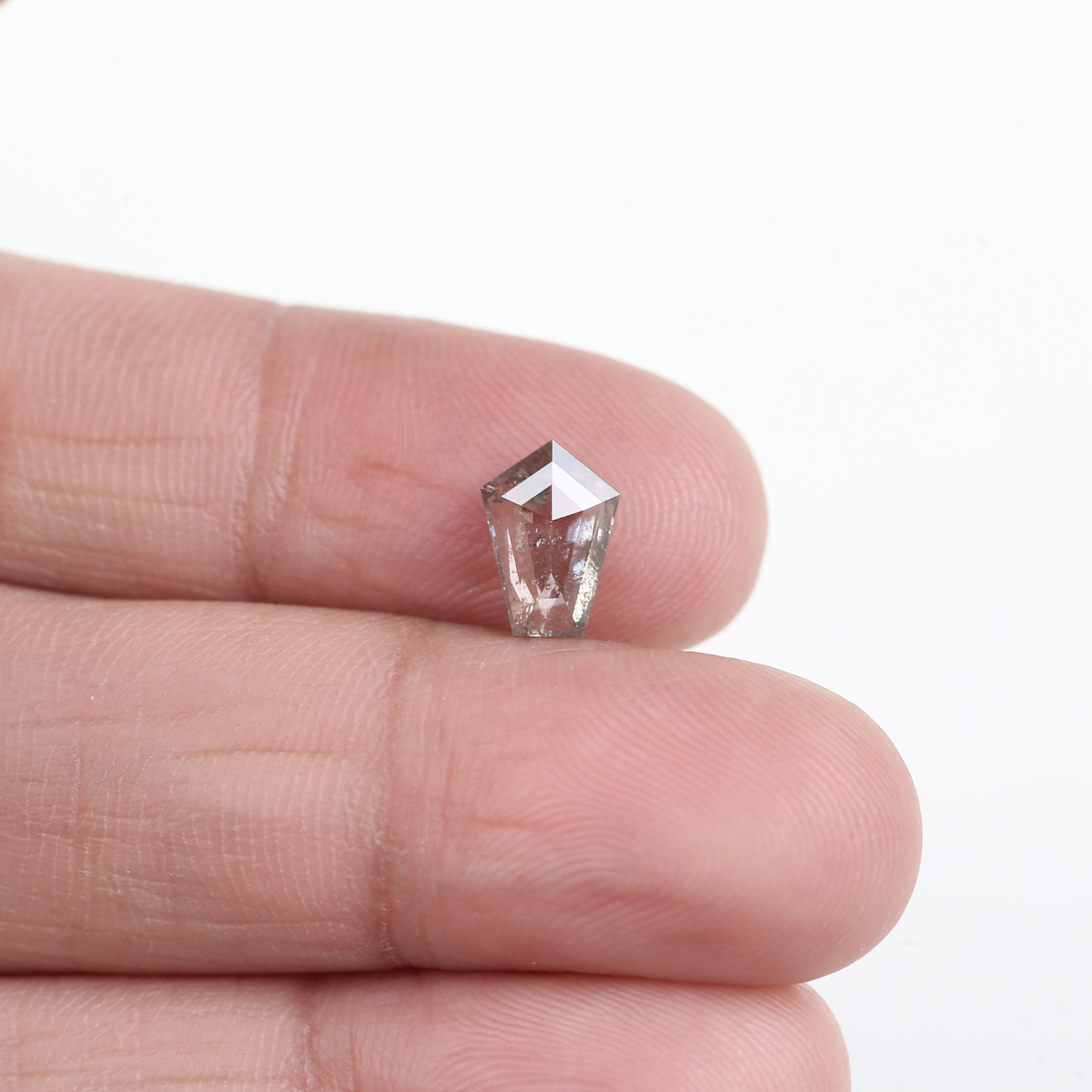 1.27 Carat Natural Salt and Pepper For Kite Cut Diamond Ring 8.74 MM