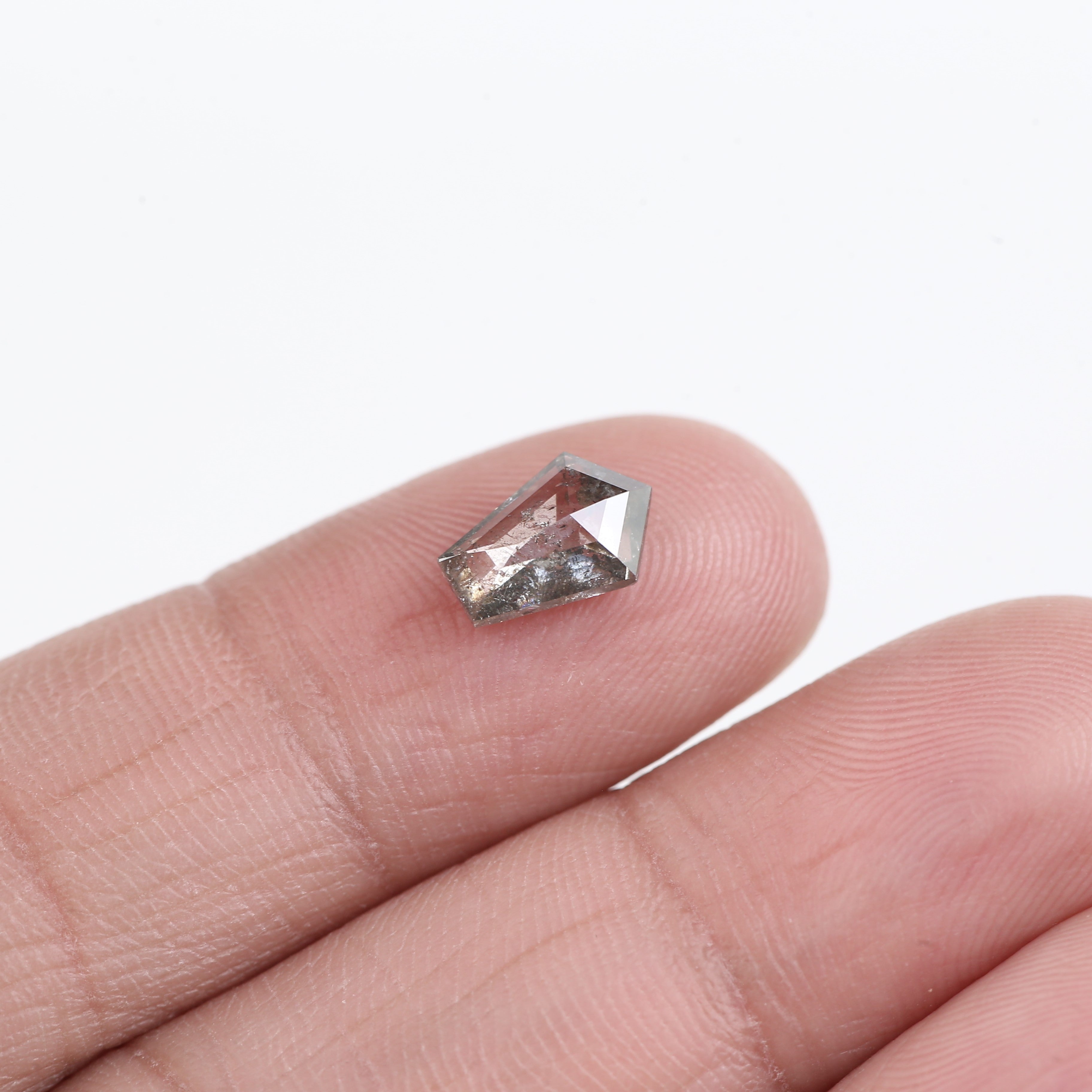 1.27 Carat Natural Salt and Pepper For Kite Cut Diamond Ring 8.74 MM