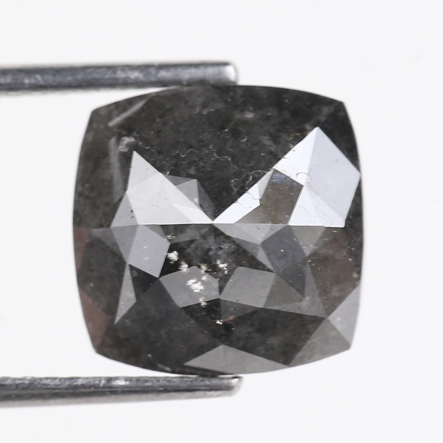 5.20 Carat Stormy Gray Cushion Cut Diamond Salt and Pepper 10.10 MM