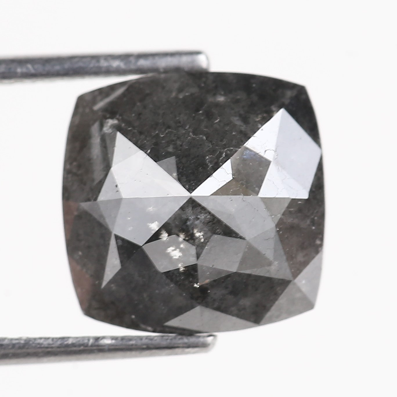 5.20 Carat Stormy Gray Cushion Cut Diamond Salt and Pepper 10.10 MM