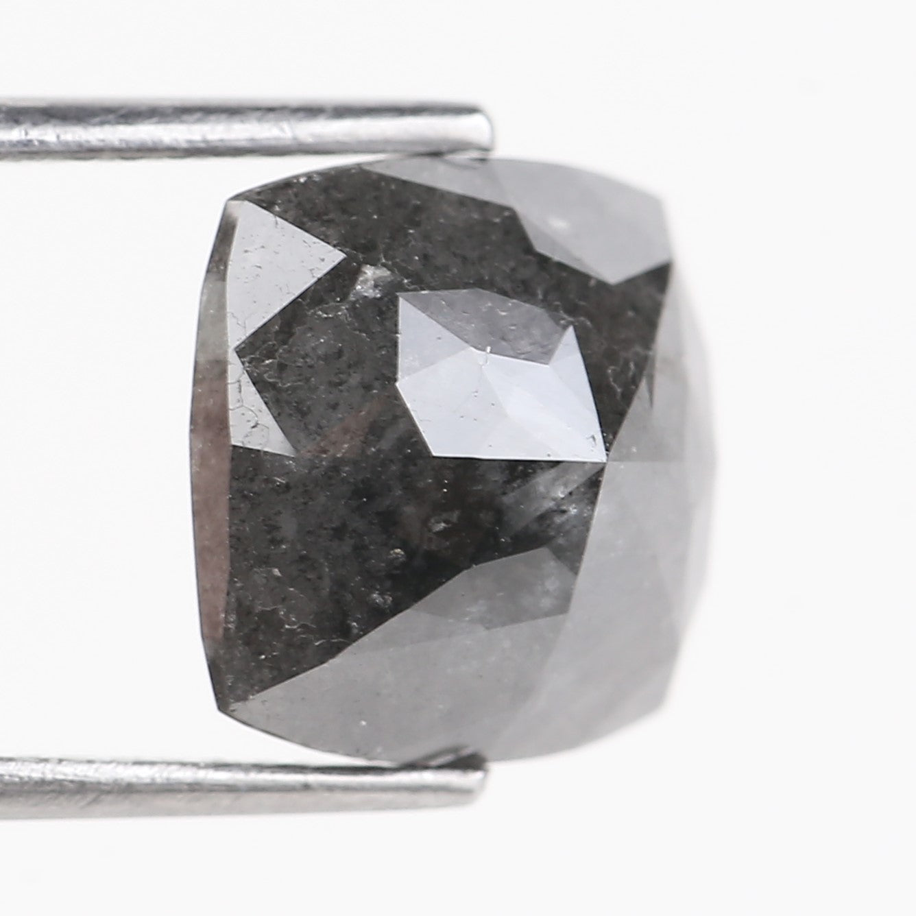 5.20 Carat Stormy Gray Cushion Cut Diamond Salt and Pepper 10.10 MM