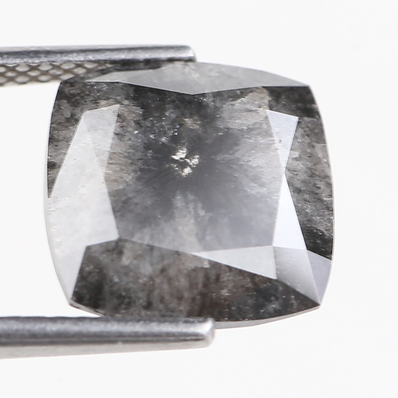5.20 Carat Stormy Gray Cushion Cut Diamond Salt and Pepper 10.10 MM