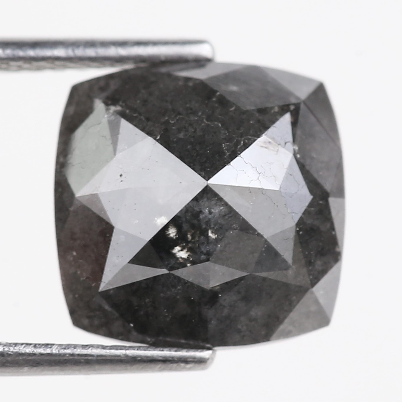 5.20 Carat Stormy Gray Cushion Cut Diamond Salt and Pepper 10.10 MM