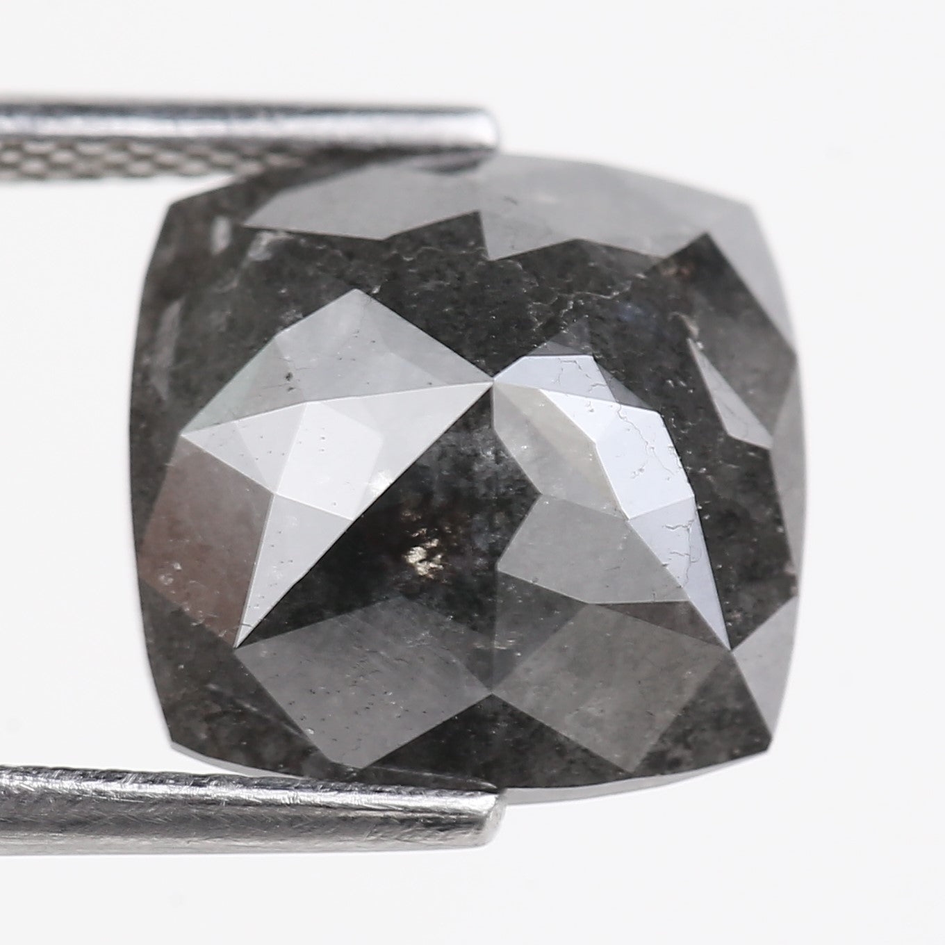 5.20 Carat Stormy Gray Cushion Cut Diamond Salt and Pepper 10.10 MM