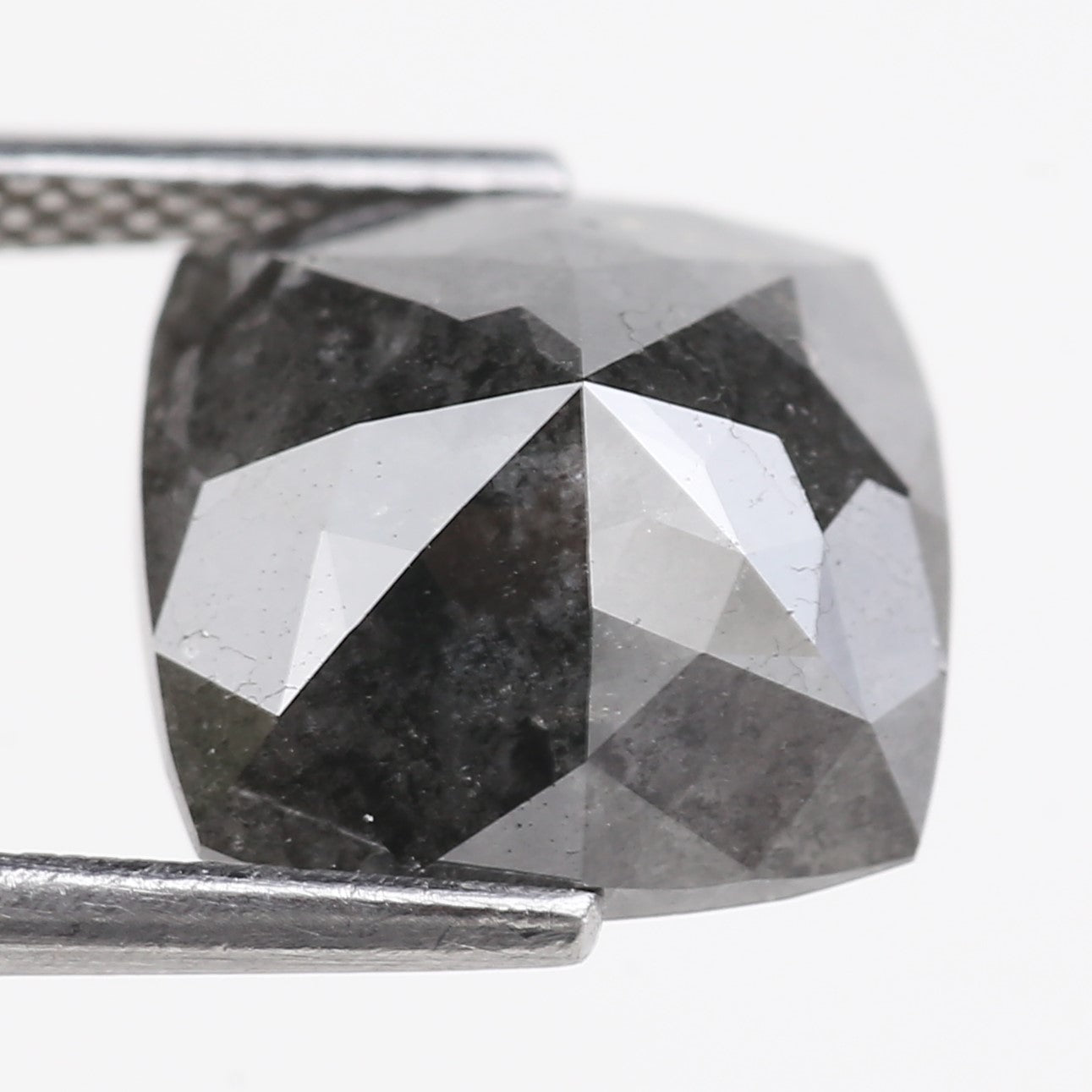 5.20 Carat Stormy Gray Cushion Cut Diamond Salt and Pepper 10.10 MM