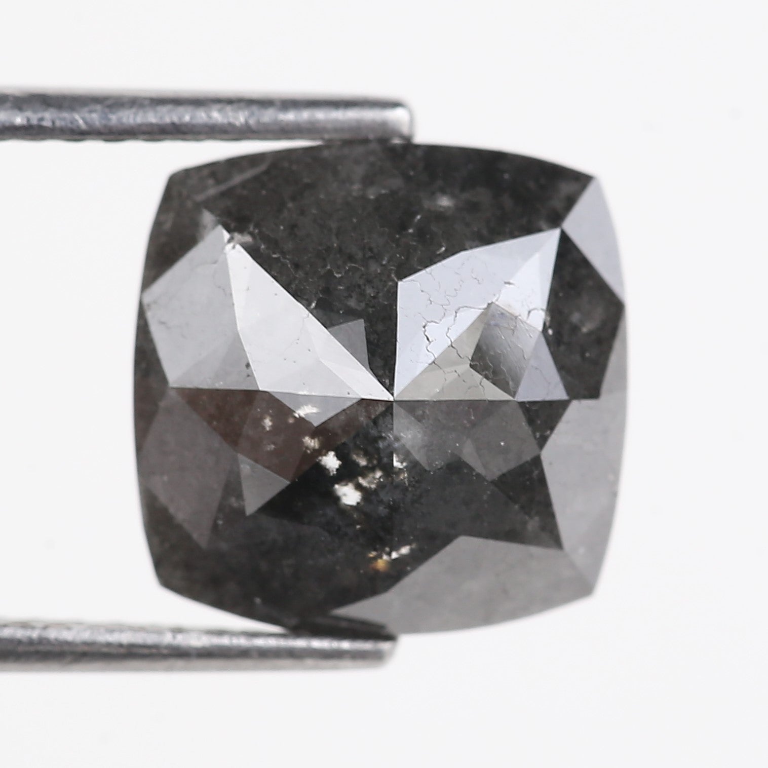 5.20 Carat Stormy Gray Cushion Cut Diamond Salt and Pepper 10.10 MM
