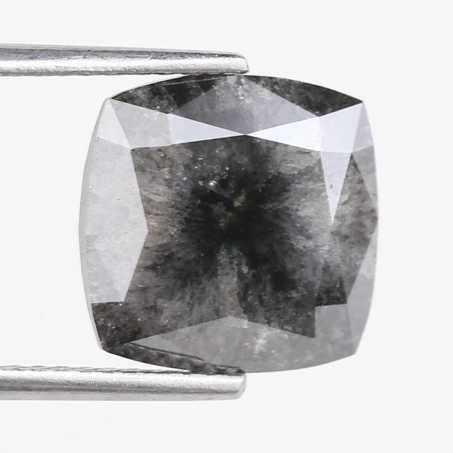 5.20 Carat Stormy Gray Cushion Cut Diamond Salt and Pepper 10.10 MM