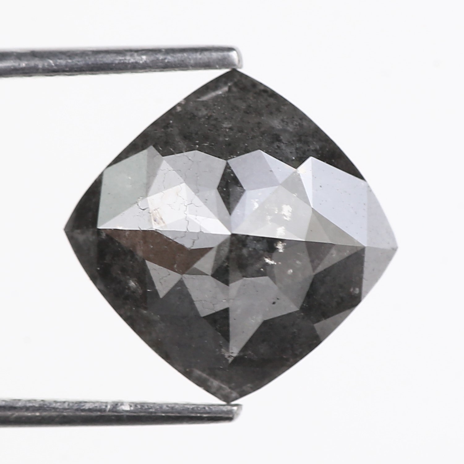 5.20 Carat Stormy Gray Cushion Cut Diamond Salt and Pepper 10.10 MM