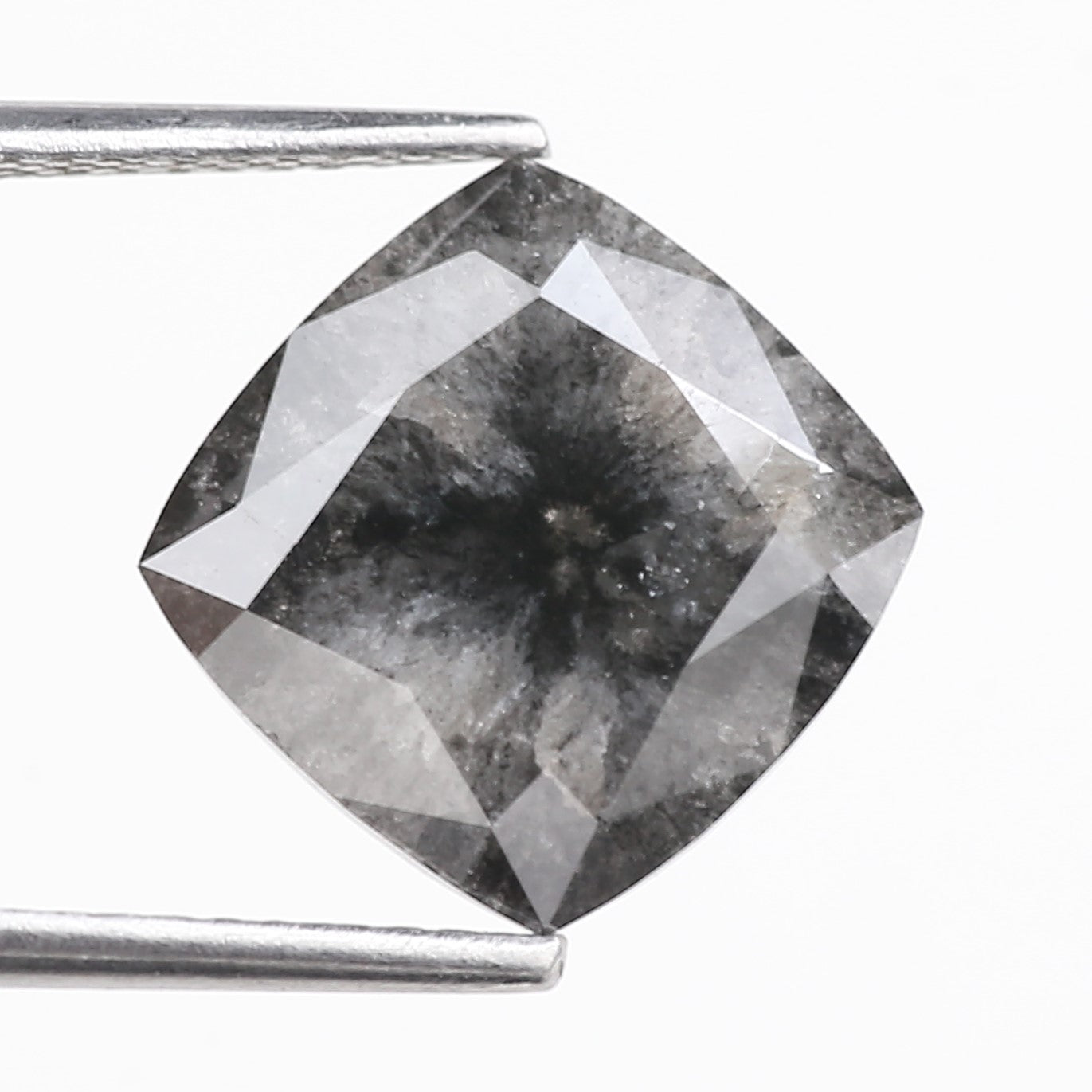 5.20 Carat Stormy Gray Cushion Cut Diamond Salt and Pepper 10.10 MM