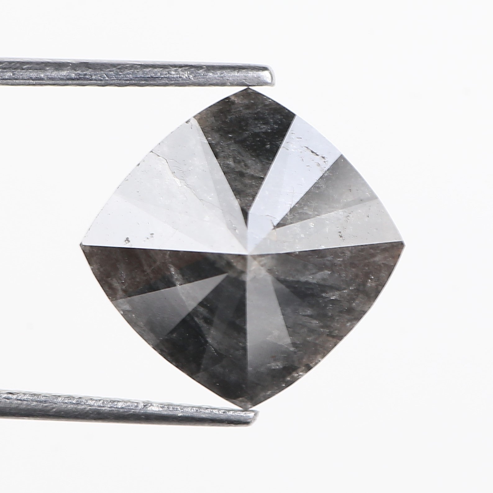 4.49 Carat Square Cushion Dark Gray Natural Salt and Pepper Diamond 11 MM